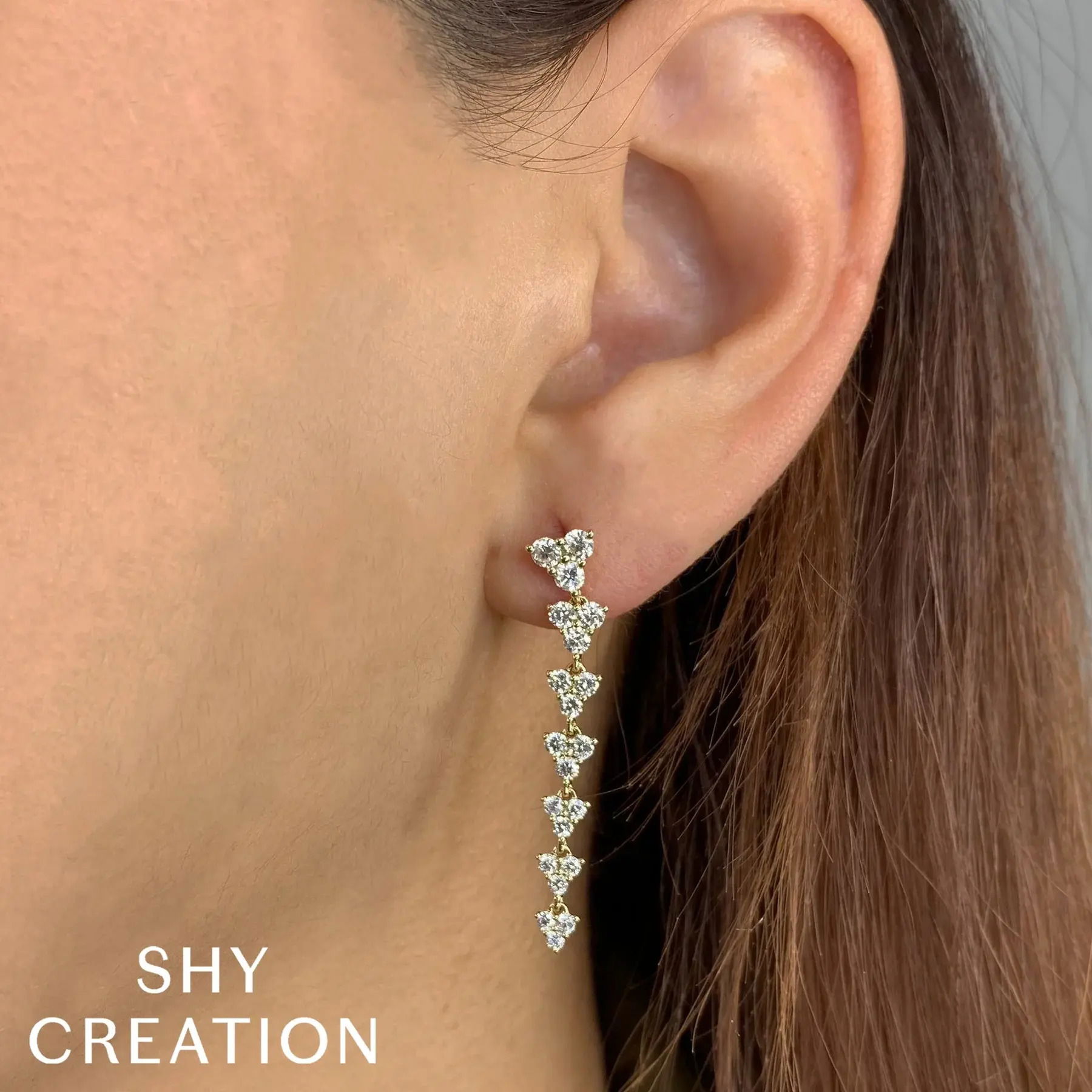 Crafted to stand out, this piece ensures you make the statement you deserve. All Shy Creation diamonds are natural and hand-selected. All stones are unique and hand set. As a result, you can expect slight variations in the shade, hue, tint of the color stones and stone count-14k Yellow gold-Round diamonds, 1.82ctsItem# 805-01589 Diamond Earrings