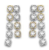These two-tone drop earrings feature a sleek split design that adds movement and dimension. The combination of metals enhances their versatility, making them perfect for any occasion. -18k Two toned gold-Round diamonds, 0.99ctsItem# 805-01670 Split Dangle Earrings