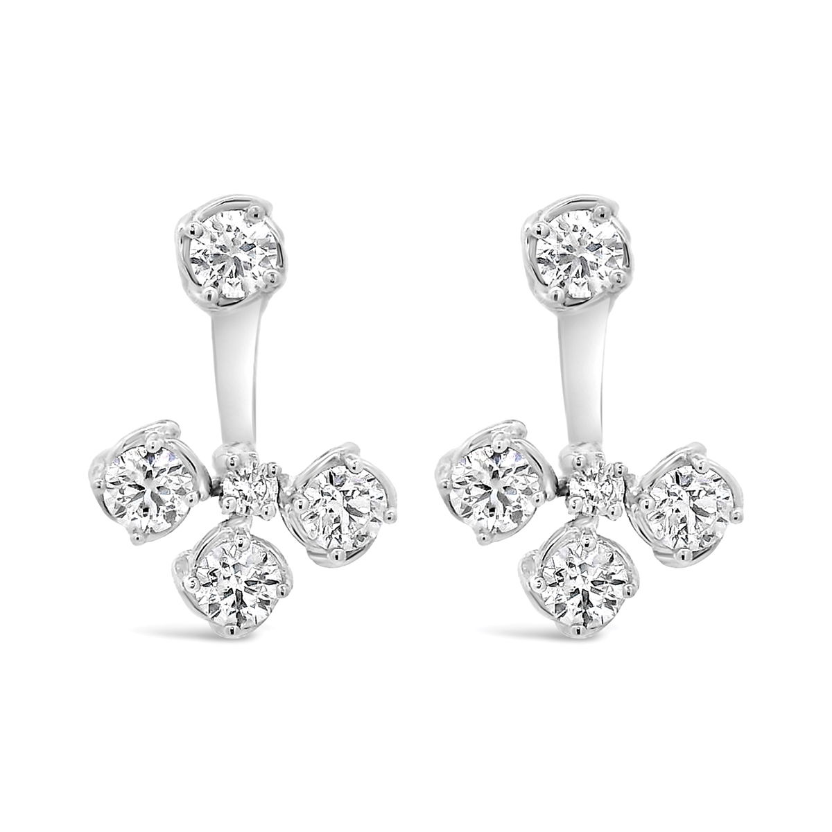 Versatile and elegant, these diamond stud earrings feature a removable drop jacket for a customizable look. Wear the classic studs alone for timeless simplicity or add the sparkling drop for extra brilliance and movement. -18k White gold-Round diamondsItem #: 805-01707 Jacket Studs