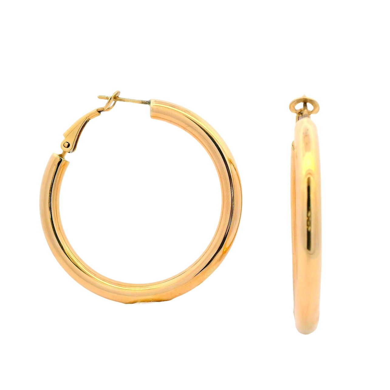 These gold hoops deliver effortless sophistication with their smooth, round design. Their clean lines and understated elegance make them an essential piece for anyone seeking a polished, versatile accessory that complements any look.-18k Yellow goldItem# 805-01816 Hoop Earrings