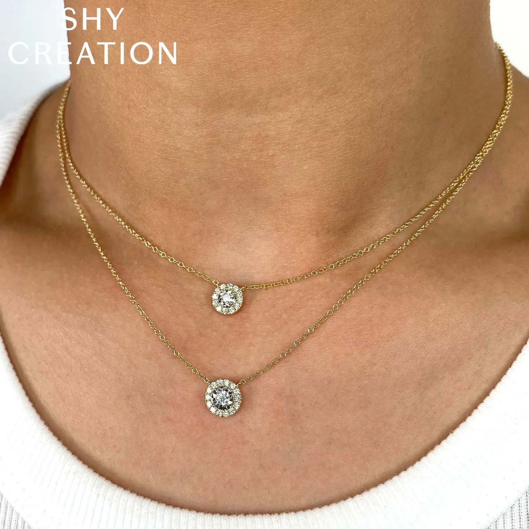 Subtle elegance that adds a refined touch to your everyday wear or special occasions. All Shy Creation diamonds are natural and hand-selected. All stones are unique and hand set. As a result, you can expect slight variations in the shade, hue, tint of the color stones and stone count.-14k White gold-Round diamonds, 0.27cts-Chain length, 15"-18" on adjustable chainItem# 807-00982 Diamond Necklace