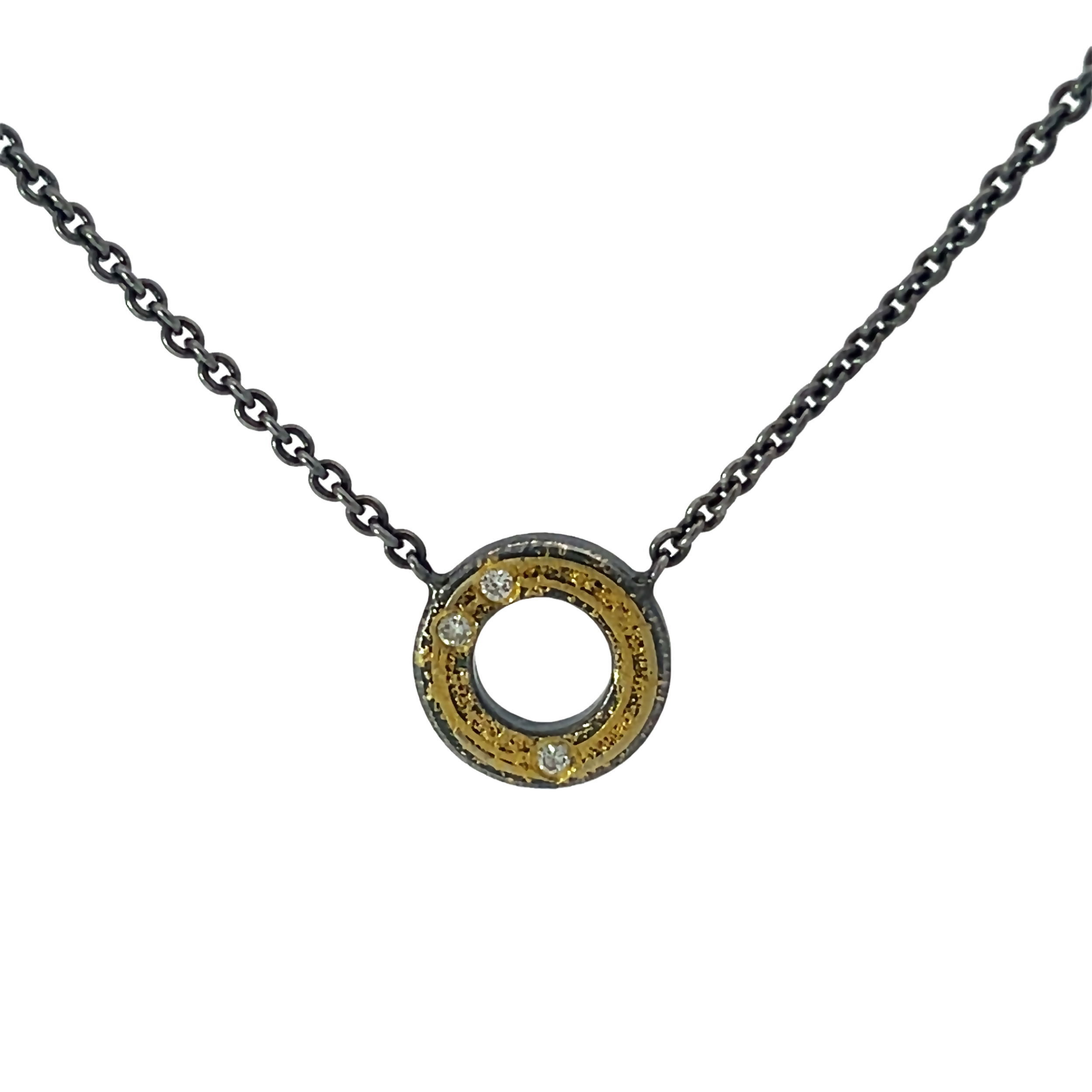 With inspiration rooted in natural structures and growth patterns, Peter Schmid finds his muse within nature and urban environments themselves. Showcasing a unique approach to jewelry design, the world of Atelier Zobel boasts creativity and inspiration within every piece.-24k Yellow gold-Sterling silver-Round diamonds, 0.3cts-Chain length, 17"Item# 807-01246 "O" Necklace