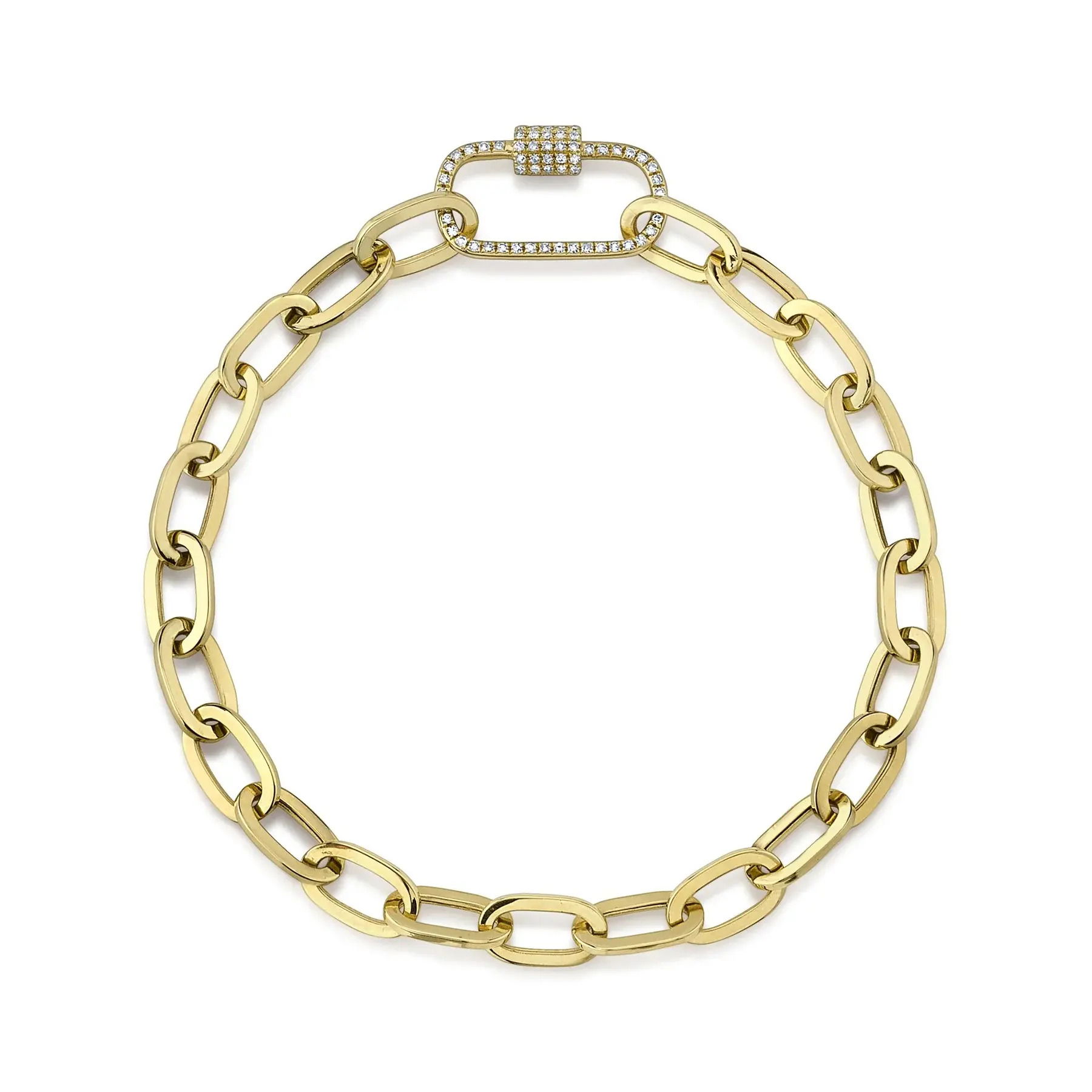 The perfect blend of simplicity and sophistication, this piece will enhance any outfit. All Shy Creation diamonds are natural and hand-selected. All stones are unique and hand set. As a result, you can expect slight variations in the shade, hue, tint of the color stones and stone count.-14k Yellow gold-Round diamonds, 0.23cts-Dimensions for lock link, 0.40"L / 0.70"W-Size 7Item# 808-00962 Diamond Paperclip Link Bracelet