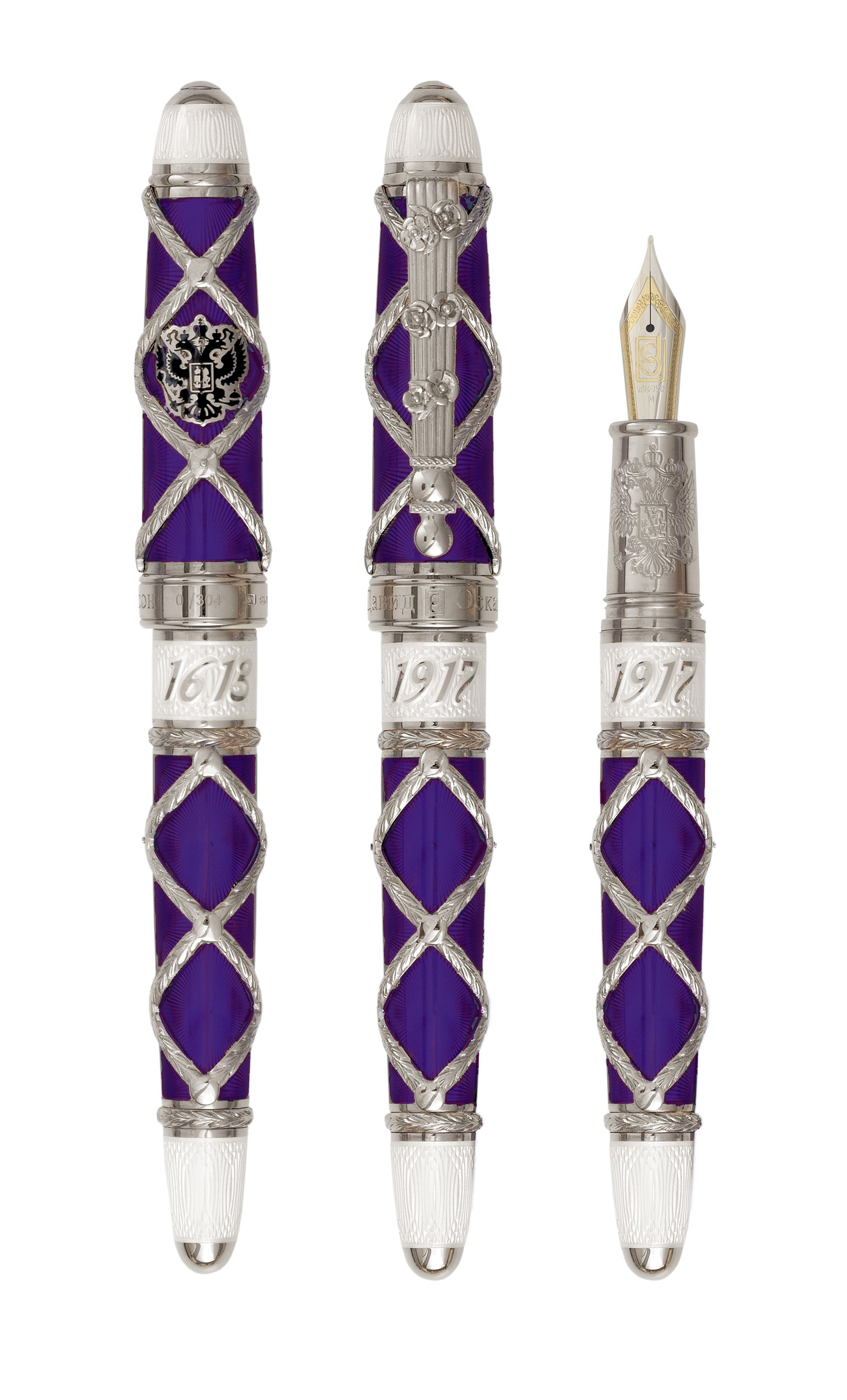 The Russian Imperial Pen by David Oscarson is a limited-edition writing instrument, expertly crafted from the finest materials. With intricate engravings and precious metal inlays, this pen honors the grandeur of Russian history. Limited to just 304 pieces, it is a true collector's item, offering exclusivity and prestige. Perfect for those who value distinction and elegance, the Russian Imperial Pen transforms writing into an artful experience, making it an exceptional addition to any collection.-Sterling Silver-EnamelItem# 002-750-2000009 Russian Imperial Pen 96/304