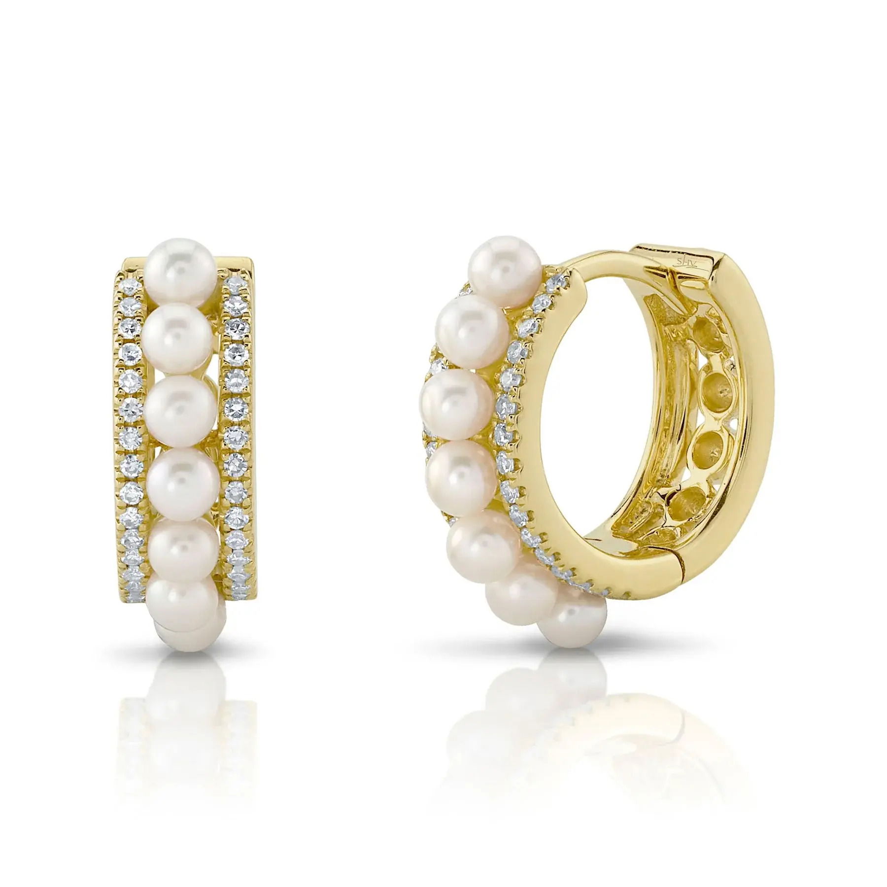 Diamond & Cultured Pearl Huggie Earrings