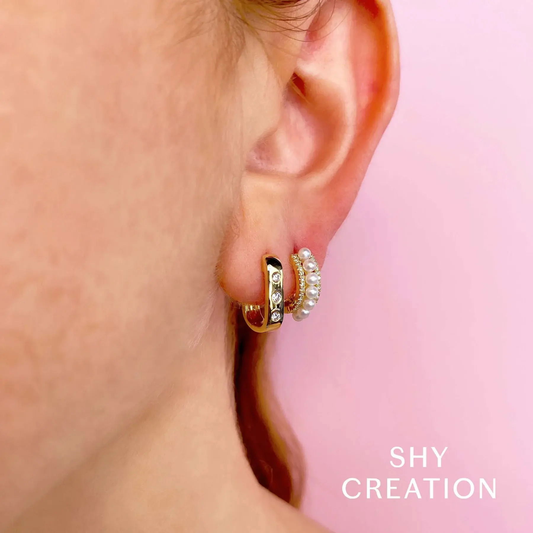 Diamond & Cultured Pearl Huggie Earrings