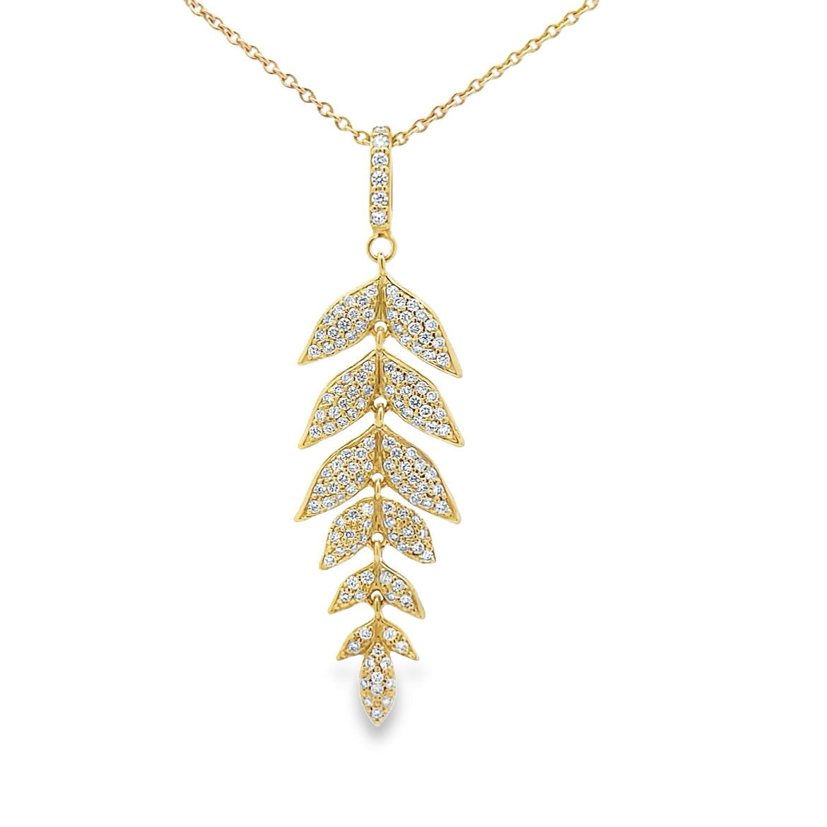 Discover effortless elegance with the Wisteria pendant. The clean lines and refined finish create a contemporary look that complements any wardrobe. Paired perfectly with Wisteria Earrings.-18k Yellow gold-Round diamonds, 0.71ctsItem# 806-00314 Wisteria Pendant