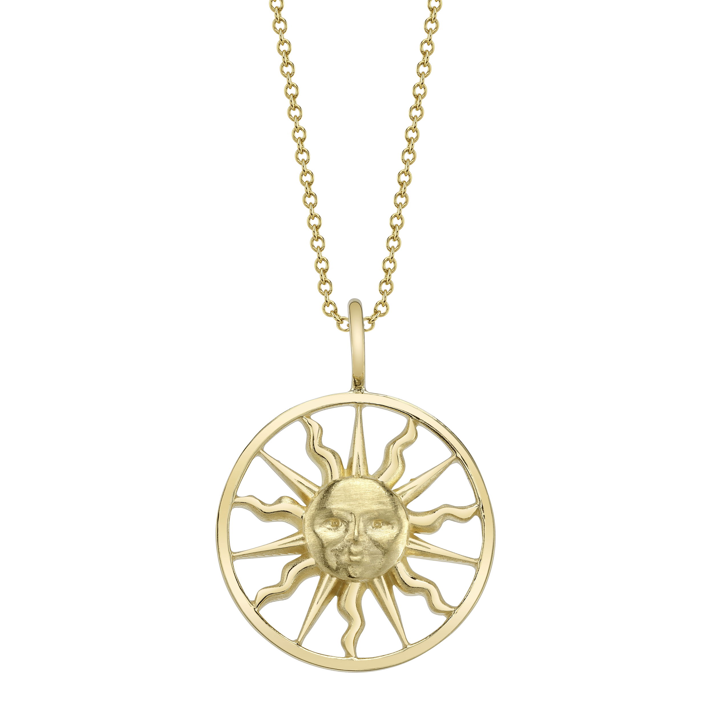 Valerie Naifeh has reimagined the iconic Sun Valley "Sun" design, bringing a modern touch to this timeless symbol. While infusing it with contemporary elegance, she honors its rich heritage, creating a collection that both celebrates the past and looks towards the future. Chain sold separately.-18k Yellow gold-Length 16" to 18" adjustable chain-Diameter 18.5mmItem# SVS-02-yg-18 Sun Valley Sun Pendant