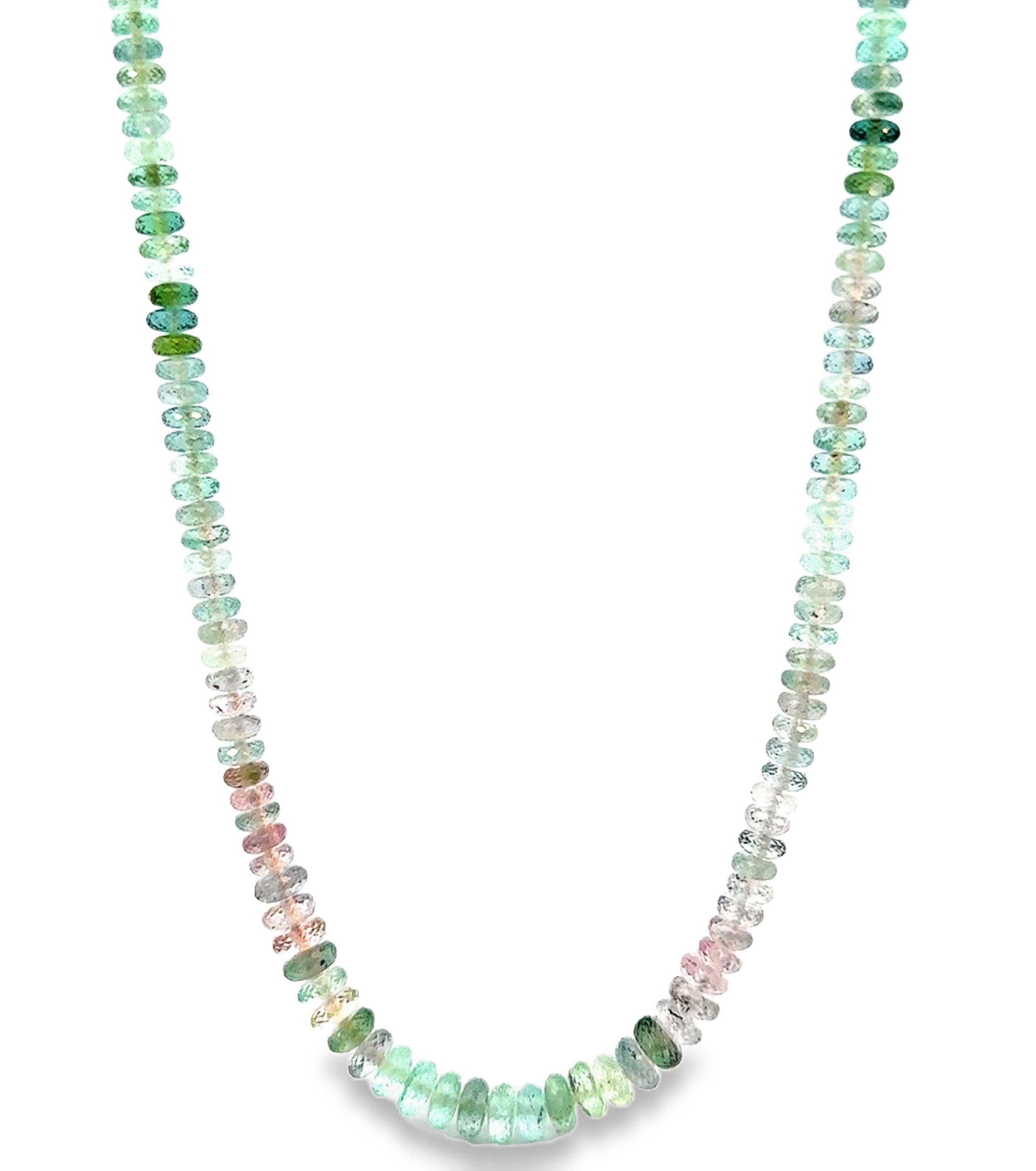 This 18k yellow gold necklace has colorful tourmaline beads for a fun, stylish look. It’s a stylish addition to any outfit, perfect for any occasion.-18k Yellow gold-Multicolor tourmaline beads-Length 18”Item# 807-01013 Color Pop Necklace