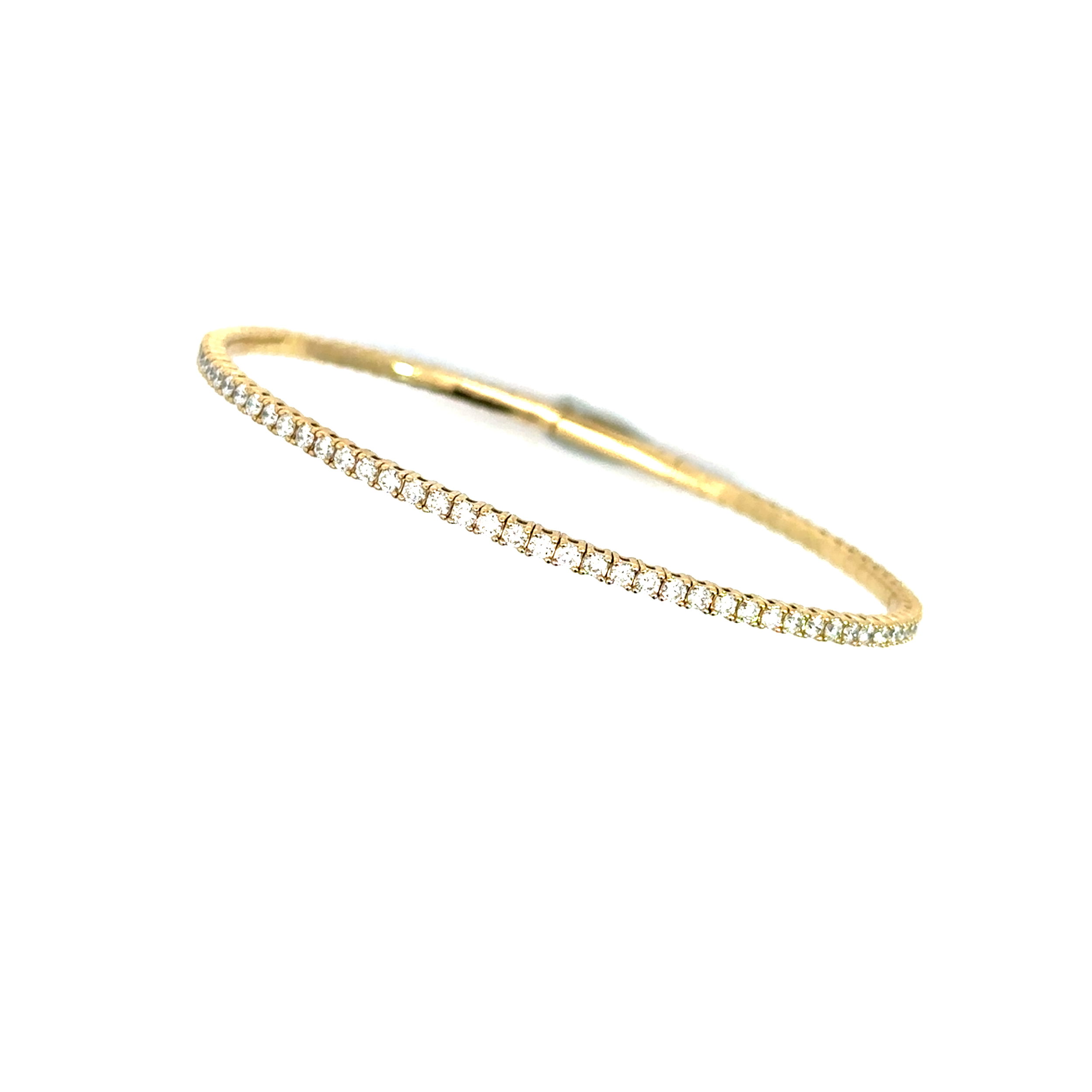 This diamond line bracelet features a seamless row of sparkling diamonds set in an elegant and timeless design. Perfect for any occasion, it adds a touch of brilliance and sophistication to your jewelry collection.-14k Yellow gold-Round white diamonds, 1.83ctsItem# 808-00903 Diamond Line Bracelet