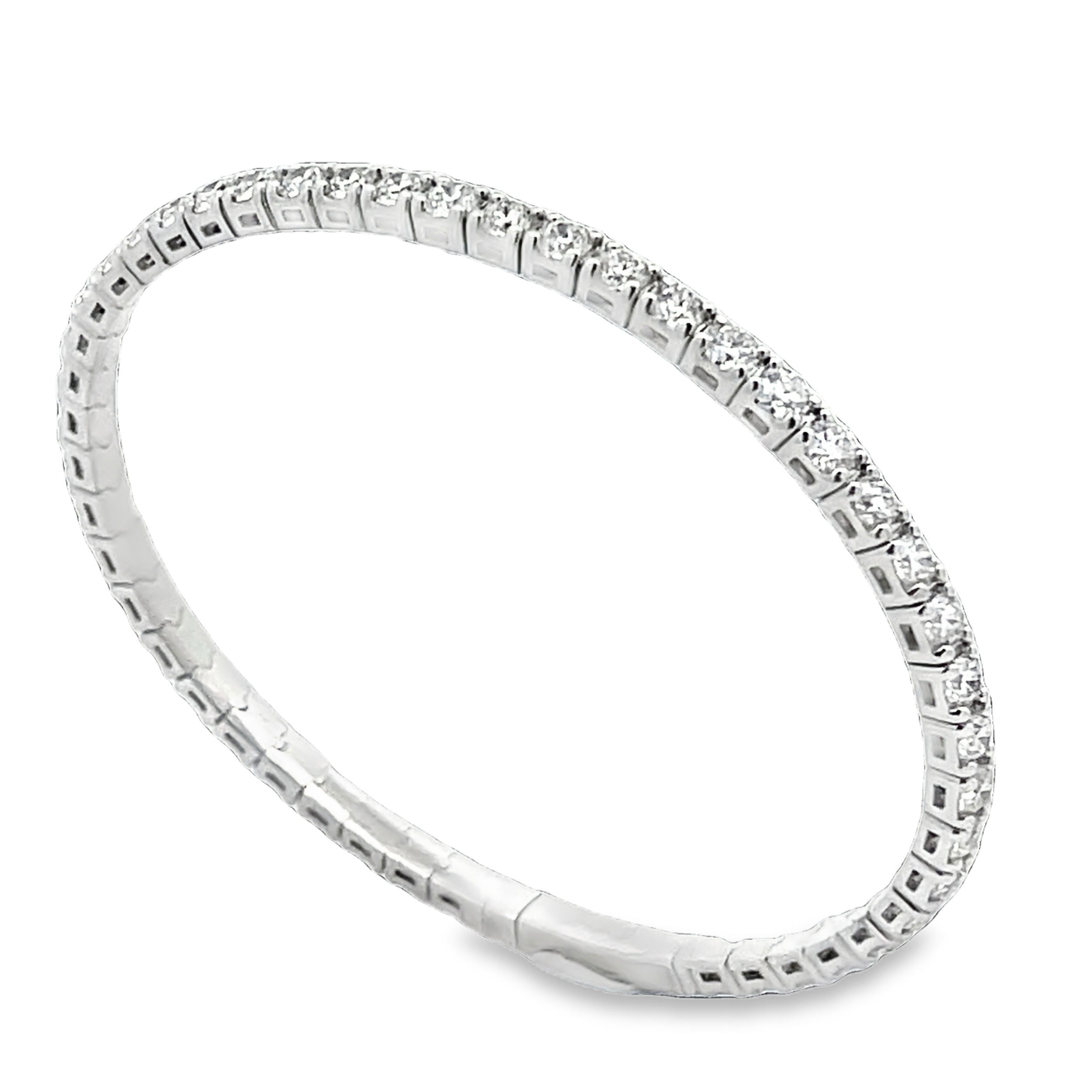 Allowing for further creativity in your collection, the flex technology that has been designed into this bracelet gives you more versatility within your style.-14k White gold-Round diamonds, 4.97cts-Size 6.75Item# 808-00913 Diamond Flex Bracelet