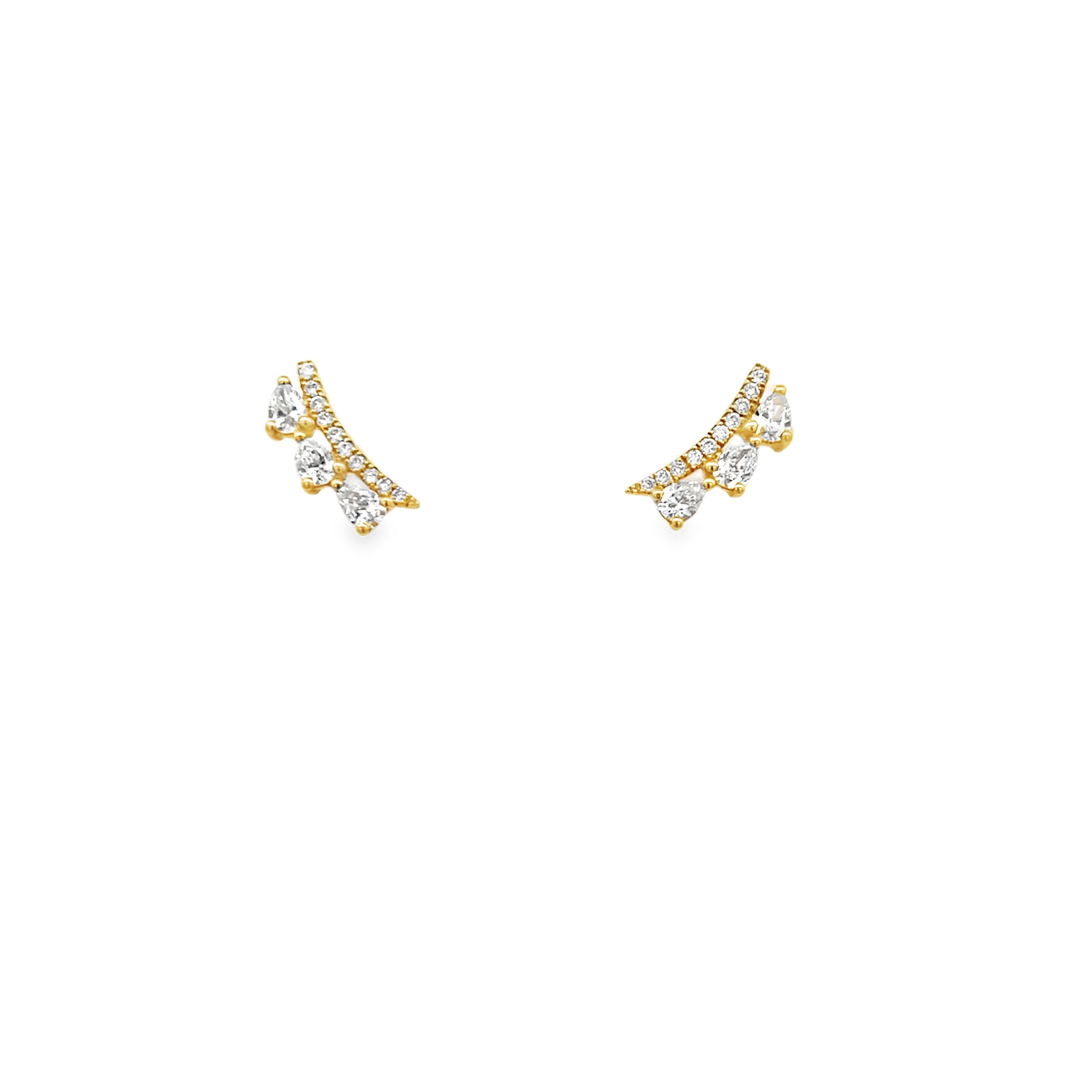 Make a statement with these fun ear climbers. Designed to follow the curve of your ear, the alternating round and pear shaped diamonds create a dazzling, graceful effect. -18k Yellow gold-Pear diamonds, 0.52cts-Round diamonds, 0.12ctsItem# 150-01652 Diamond Ear Climbers