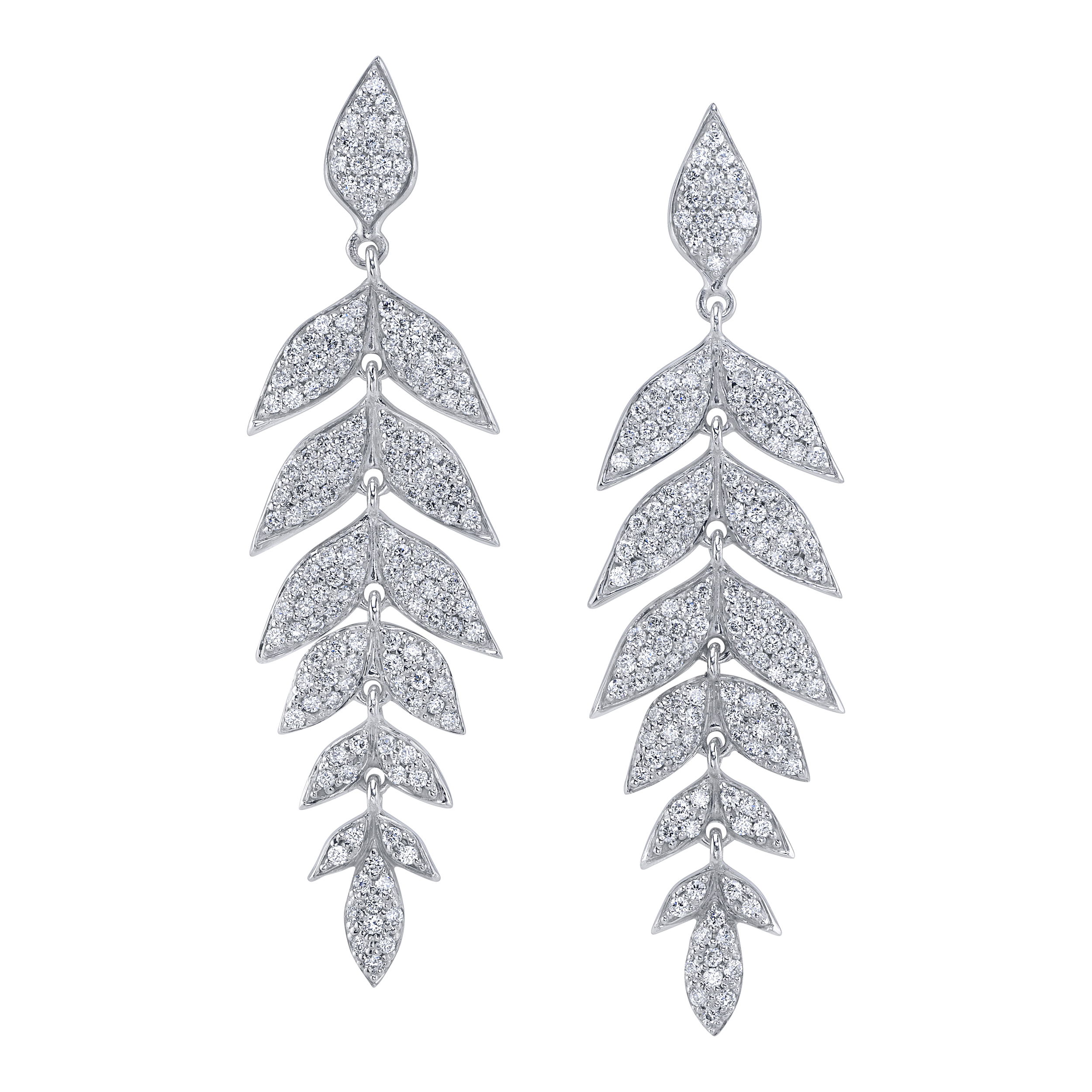 These earrings feature delicate, nature-inspired designs that are perfect for any occasion. Crafted with elegance, they dangle gracefully, adding a touch of whimsy to your look.-14k White gold-Round diamonds, 1.49ctsItem# 150-01893 Wisteria Earrings