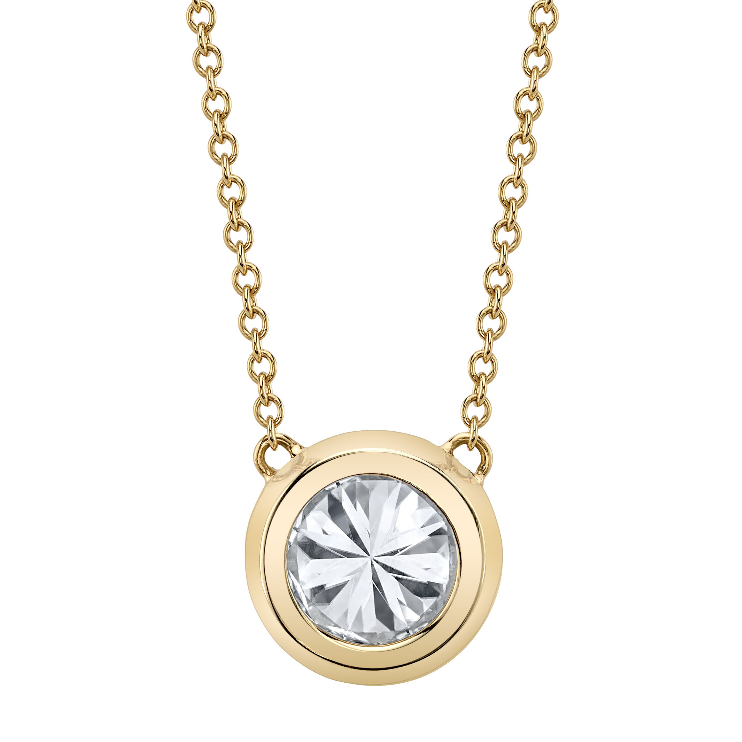 This 18k yellow gold necklace features a diamond set in a sleek donut bezel, offering a modern twist on a classic pendant. Effortless and elegant, it's made to shine with anything you wear.-18k Yellow gold-Diamonds, 1.03cts-Length 18"Item# 001-165-00995 Donut Bezel Necklace