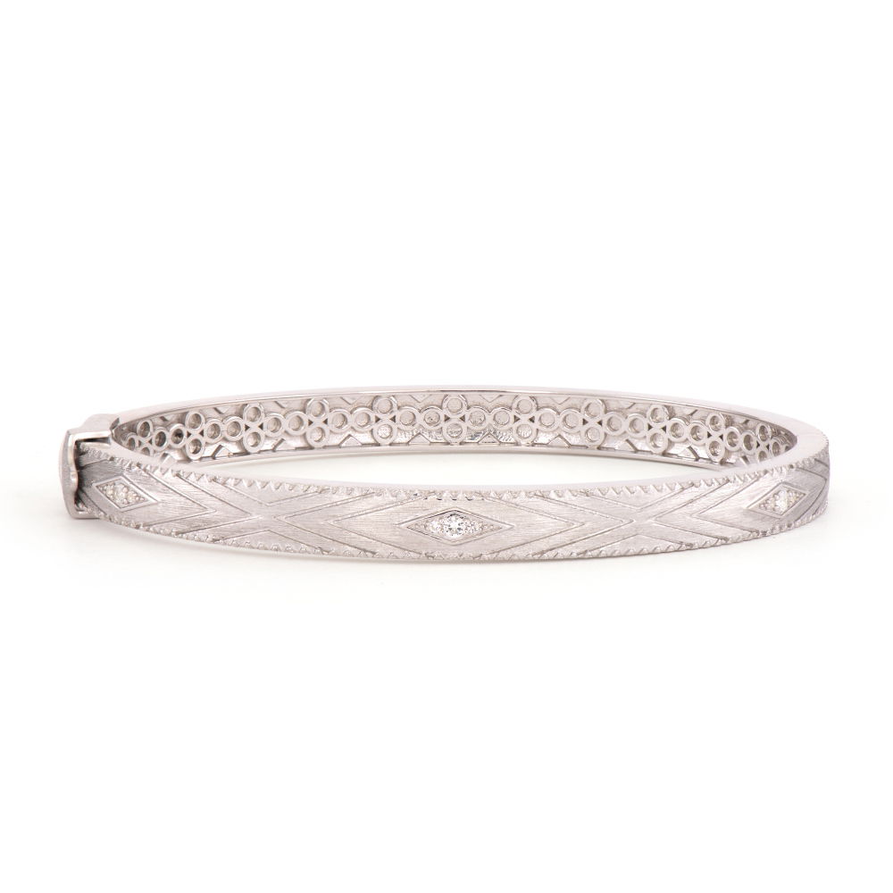 Geometric Lined Milgrain Bangle