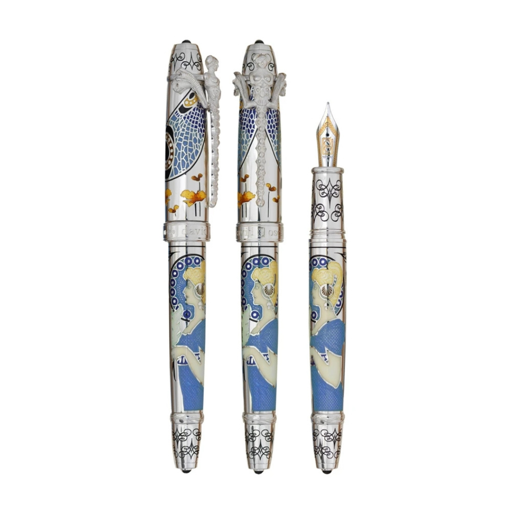 The David Oscarson Art Nouveau Sterling Silver Guilloché Pen is a limited-edition piece, with only 25 available. This pen captures the elegance of the Art Nouveau movement, featuring intricate guilloché patterns and crafted from sterling silver. It's a perfect choice for both discerning writers and avid collectors, offering a touch of timeless sophistication. More than just a writing instrument, this pen is an heirloom-worthy piece that blends functionality with art.-Sterling Silver-EnamelItem# 750-2000013 Art Nouveau Pen 4/25