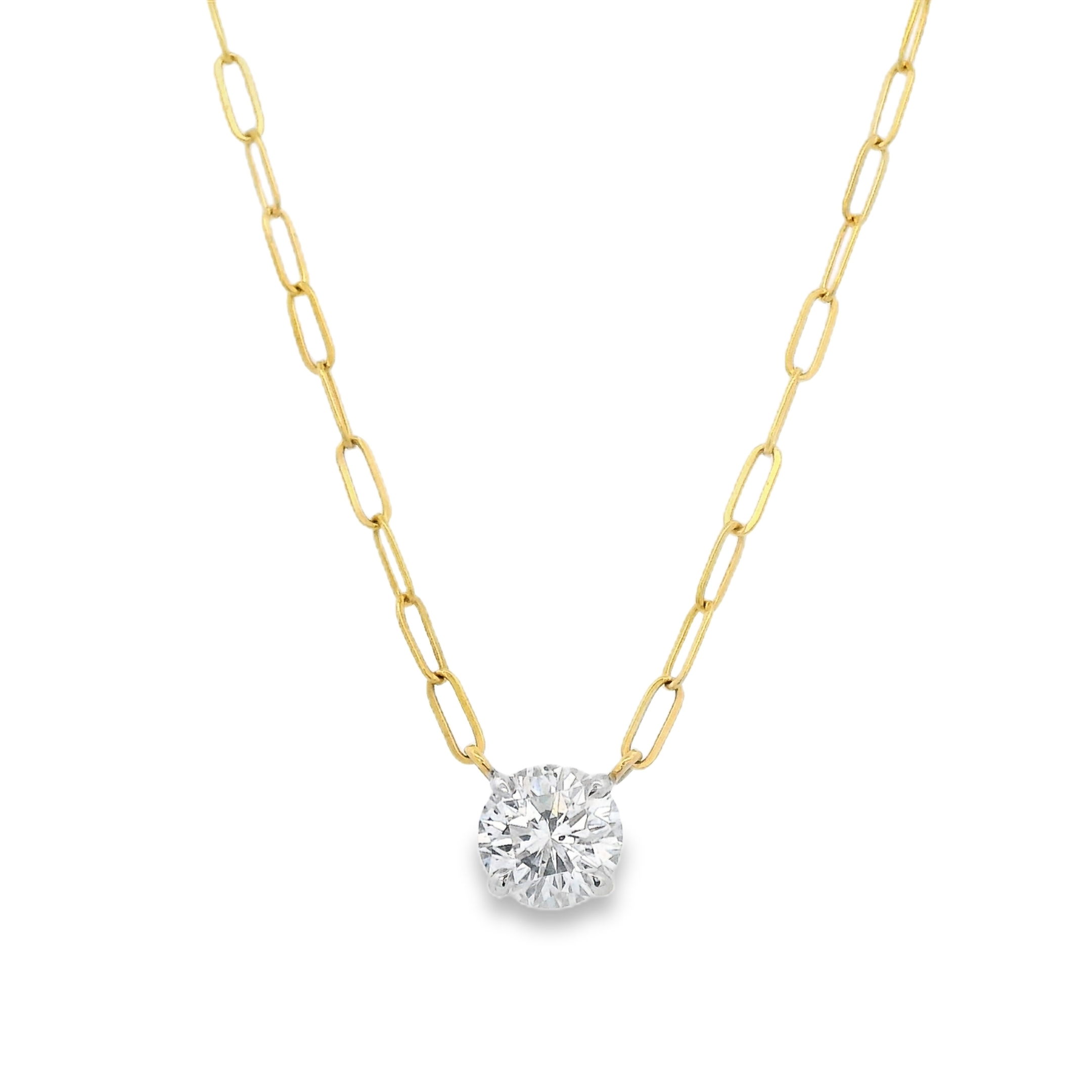 Diamond Necklace with Elongated Cable Chain