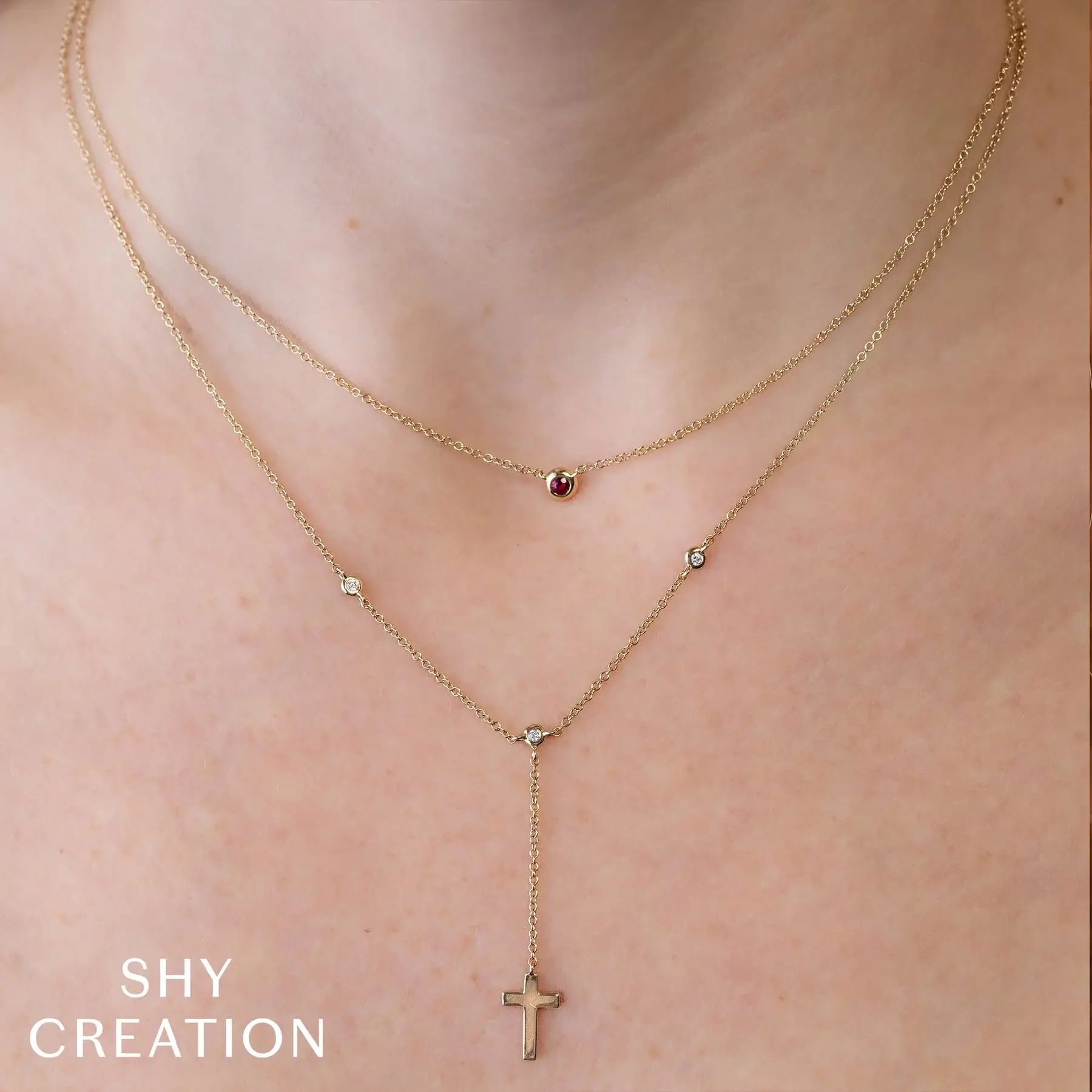 Ruby Bezel Necklace