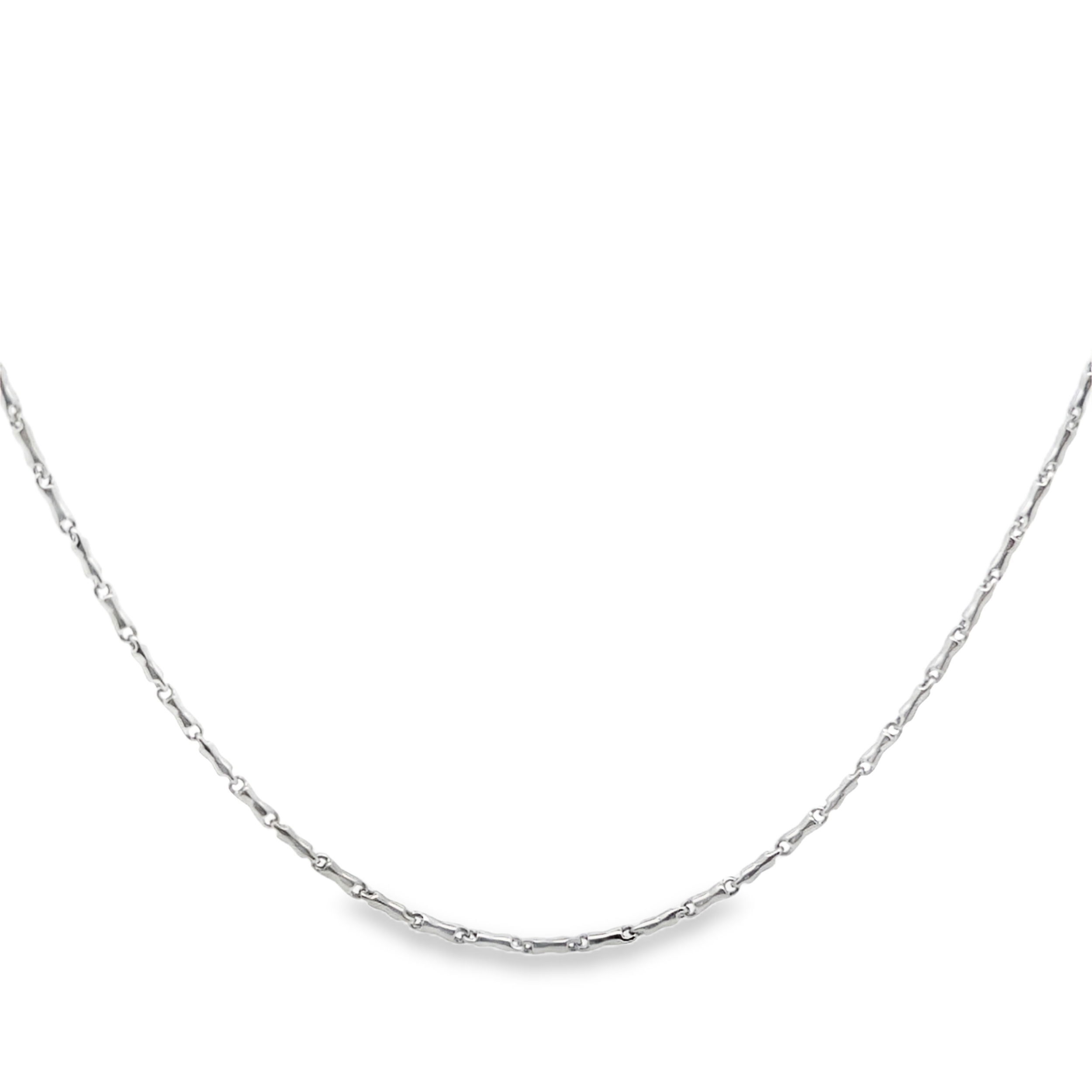 This timeless rope chain necklace in 18k gold offers versatility with its durable yet elegant design. Wear it solo for a minimalist look, layer it with other chains for added texture, or personalize it with your favorite charms for a unique touch.-18k White gold-Chain length, 17"Item# 807-2000186 Designer Rope Chain Necklace