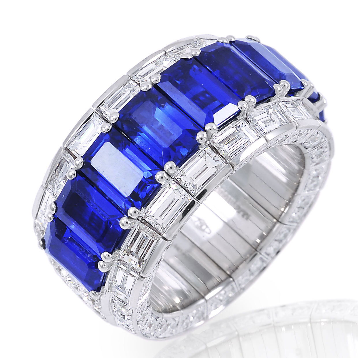 Xpandable Blue Sapphire & Diamond Ring