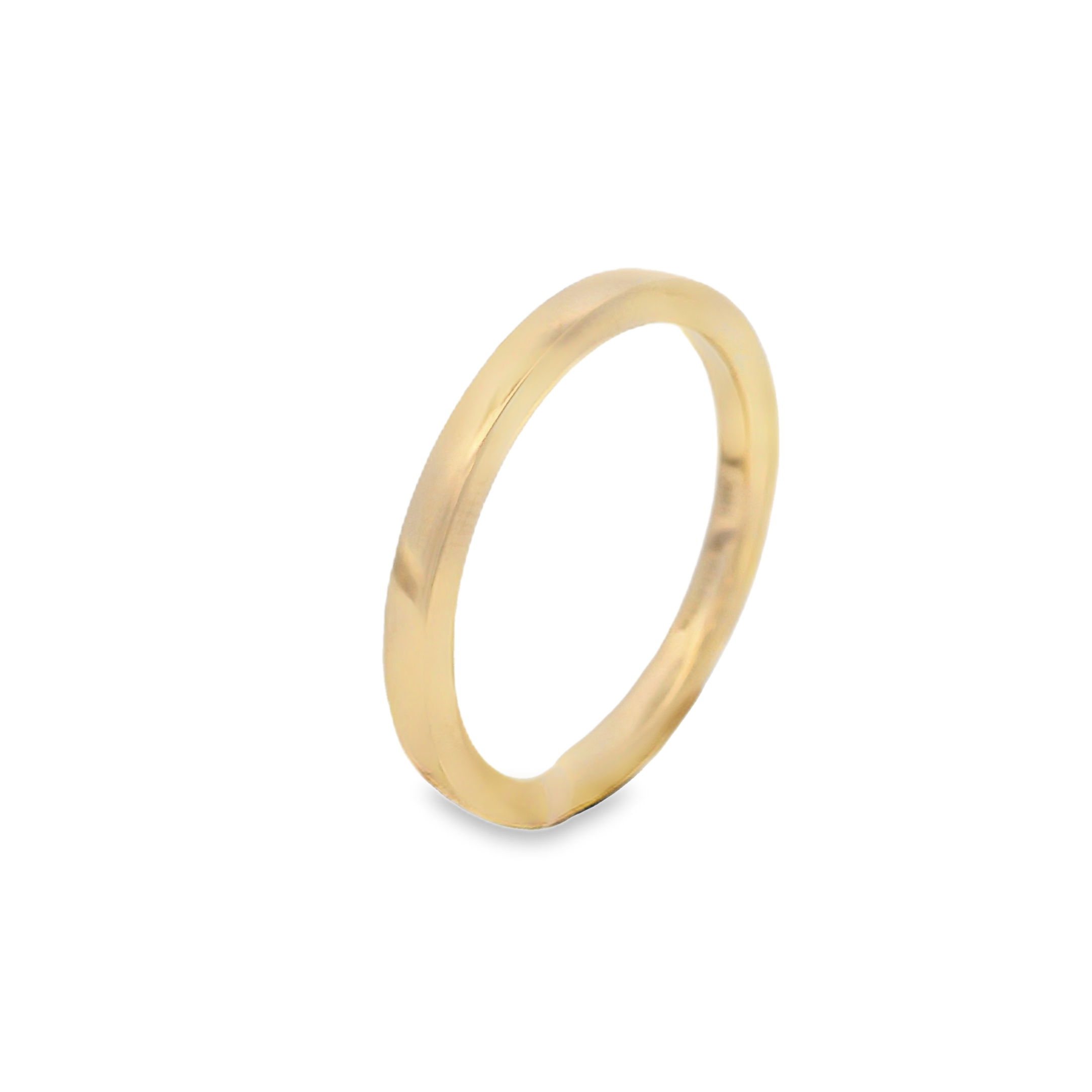 This classic plain 18k yellow gold wedding band features a clean flat profile, offering a sleek and modern look. Its minimalist design ensures comfort and durability, making it a timeless choice for a simple yet elegant symbol of your commitment. Perfect for everyday wear and a lifetime of memories.-18k Yellow gold-Size 6.5, Contact for sizing optionsItem# 400-2000004 Gold Wedding Band