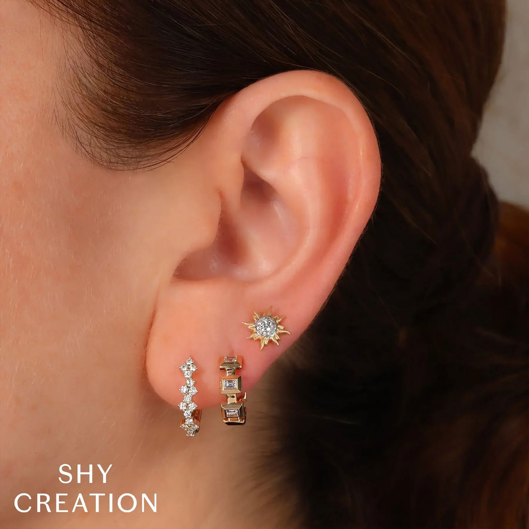 Diamond Pave Circle Sun Matte Stud Earrings
