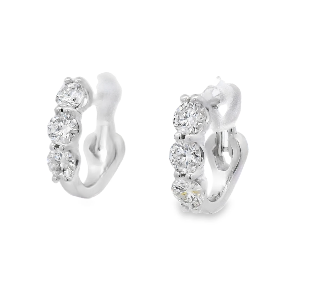 Round Diamond Huggie Earrings