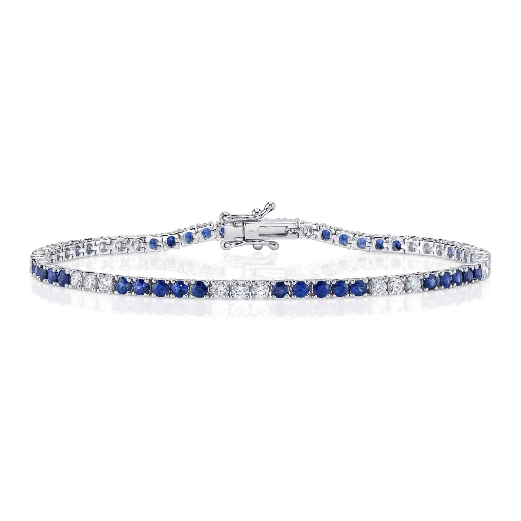 Diamond & Blue Sapphire Tennis Bracelet