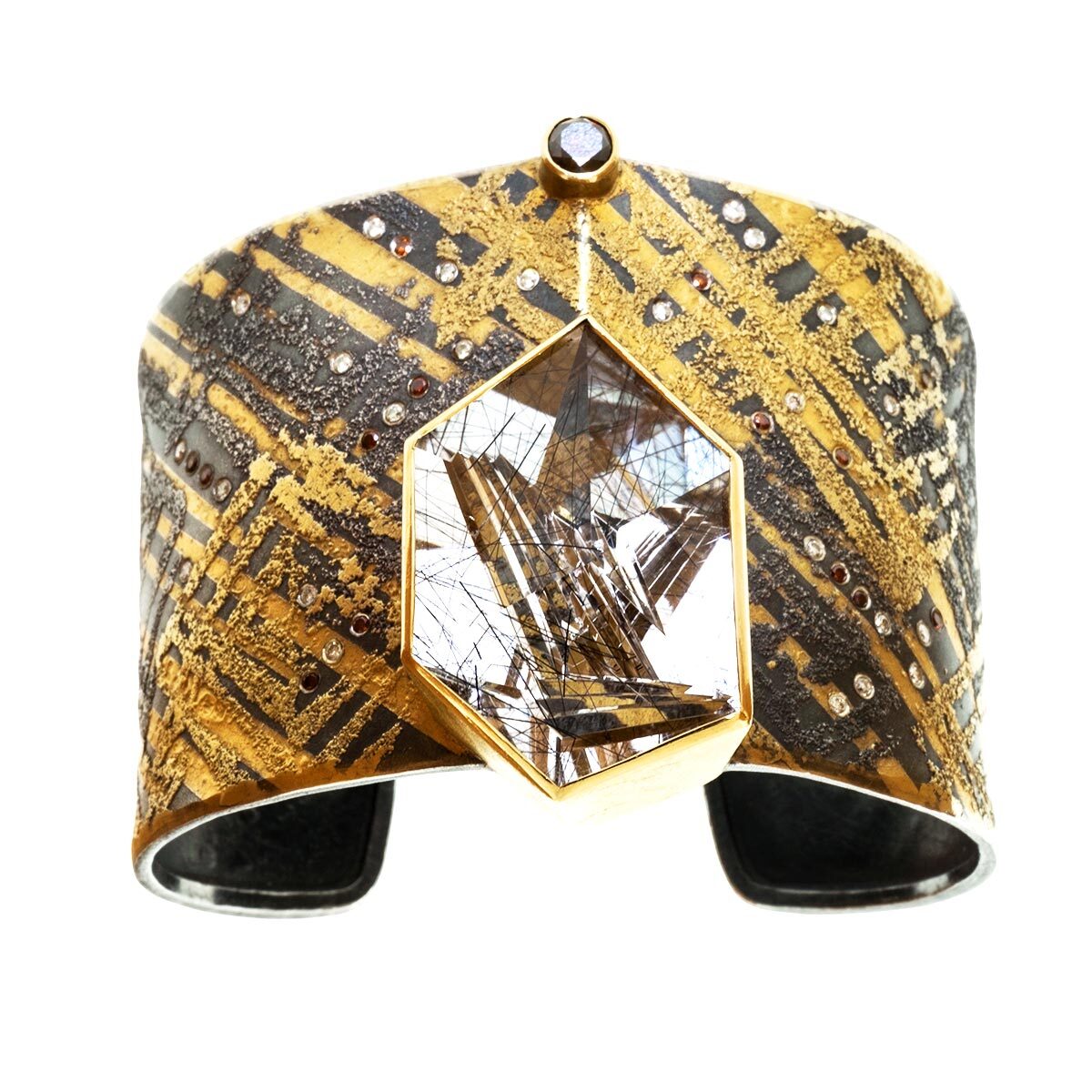 With inspiration rooted in natural structures and growth patterns, Peter Schmid finds his muse within nature and urban environments themselves. Showcasing a unique approach to jewelry design, the world of Atelier Zobel boasts creativity and inspiration within every piece.-24k Yellow gold-Sterling silver-Quartz, 49.77ctItem# 808-2000199 Quartz & Diamond Cuff