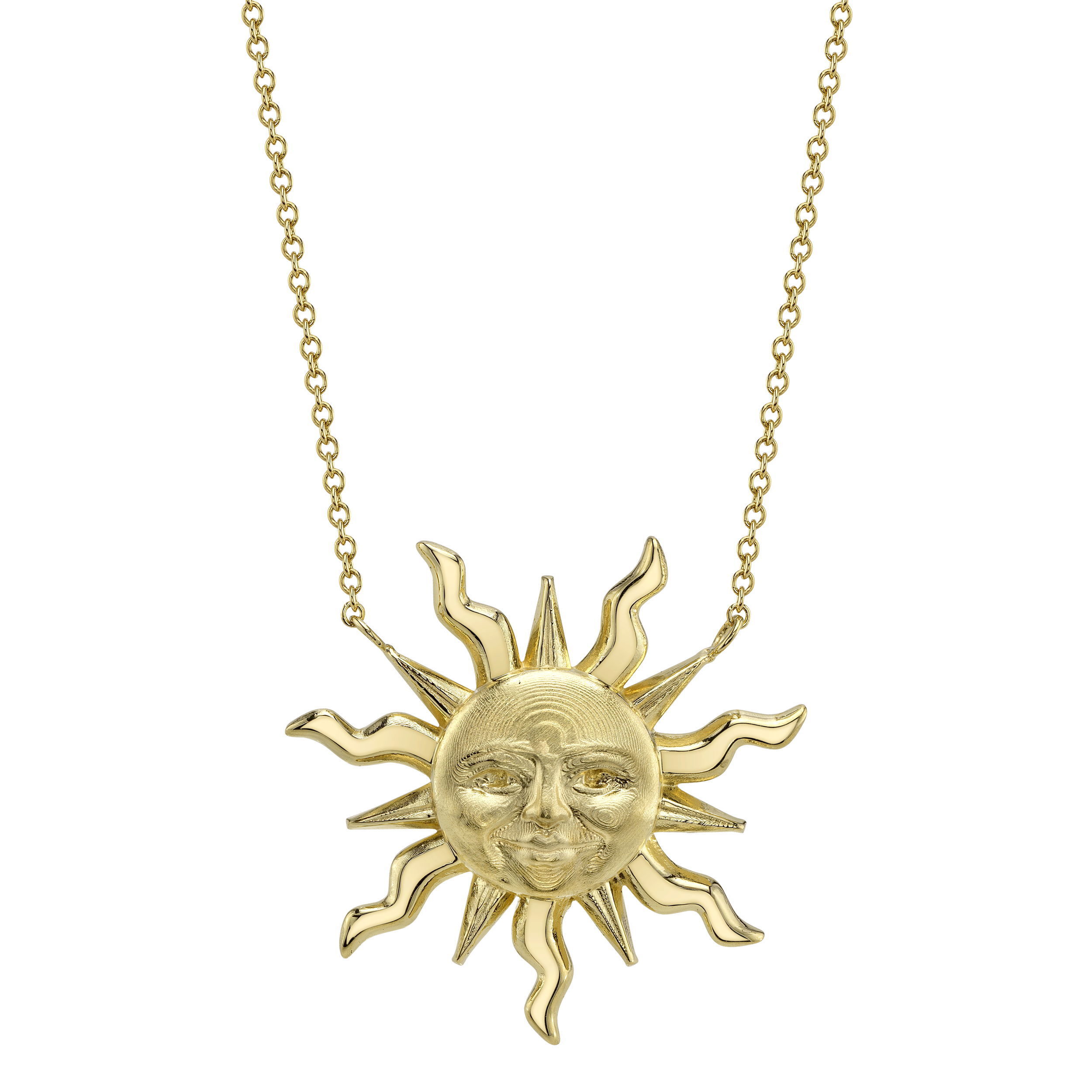 Valerie Naifeh has reimagined the iconic Sun Valley "Sun" design, bringing a modern touch to this timeless symbol. While infusing it with contemporary elegance, she honors its rich heritage, creating a collection that both celebrates the past and looks towards the future. -14k Yellow goldItem# SVS01-N585Y Sun Valley Sun Necklace in Yellow Gold