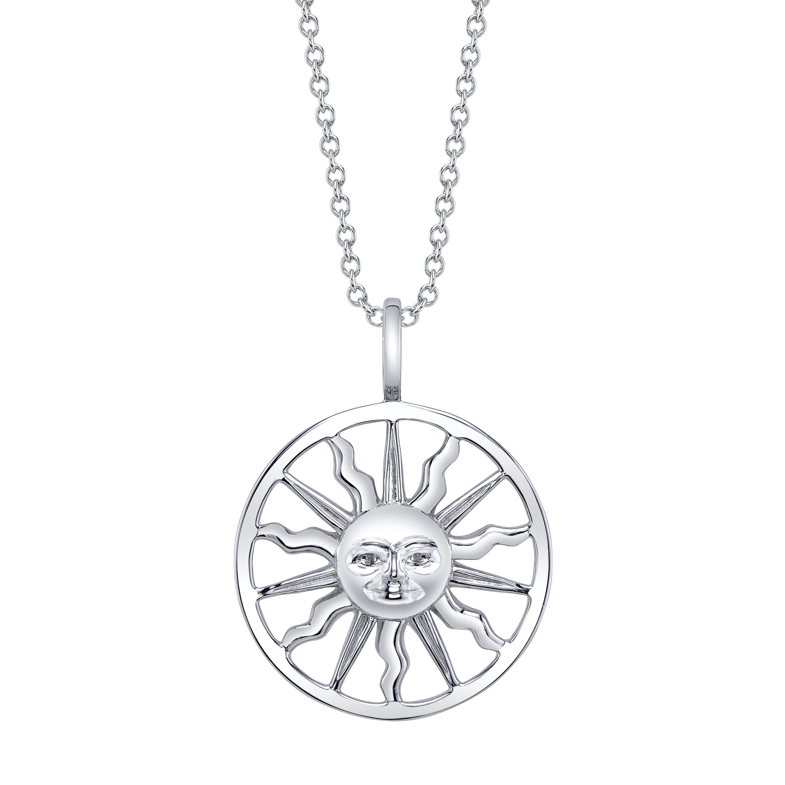 Valerie Naifeh has reimagined the iconic Sun Valley "Sun" design, bringing a modern touch to this timeless symbol. While infusing it with contemporary elegance, she honors its rich heritage, creating a collection that both celebrates the past and looks towards the future. -Sterling silver-Diameter 19mmItem# SVS02-P925 Sun Valley Sun Pendant in Sterling Silver