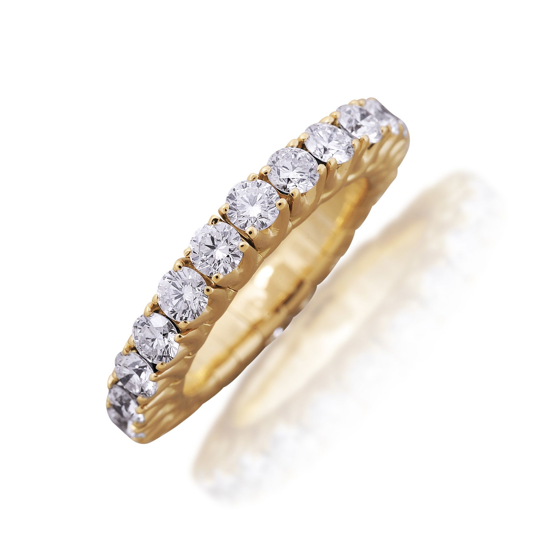 The Xpandable Collection is a revolutionary new line of rings and bracelets that features an innovative technology that solves the problems of tailoring and comfort.-18k Yellow gold-Round Diamonds, 2.39cts-Expandable Size, Contact for sizing optionsItem# 130-2000030 Xpandable Eternity Band