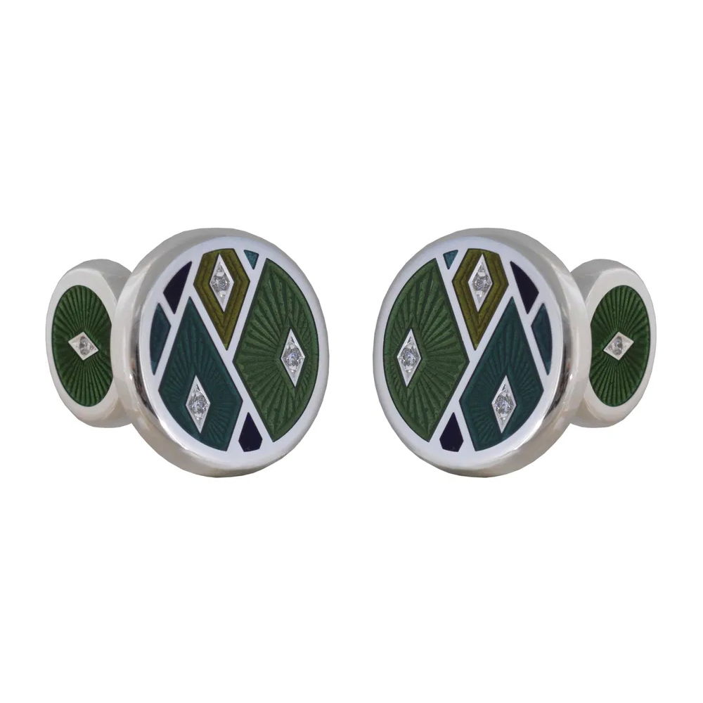 Harlequin Cuff Links in Olive