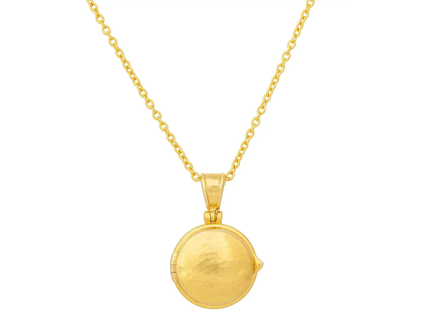 This gold locket is a timeless keepsake that pairs beautifully with any outfit. Its versatile design makes it perfect for layering or wearing on its own.-22k Yellow gold-18k Yellow gold-Length 16-18"Item# 807-2000289 Round Locket Necklace
