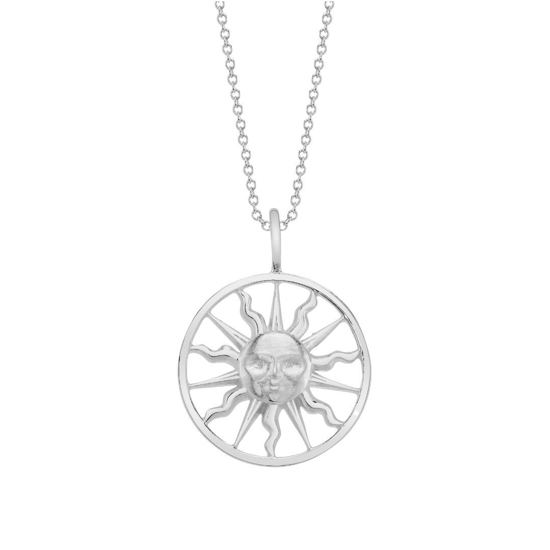 Valerie Naifeh has reimagined the iconic Sun Valley "Sun" design, bringing a modern touch to this timeless symbol. While infusing it with contemporary elegance, she honors its rich heritage, creating a collection that both celebrates the past and looks towards the future. -Sterling silver-Enhancer bailItem# SVSM-02925 Sun Valley Sun Large Medallion