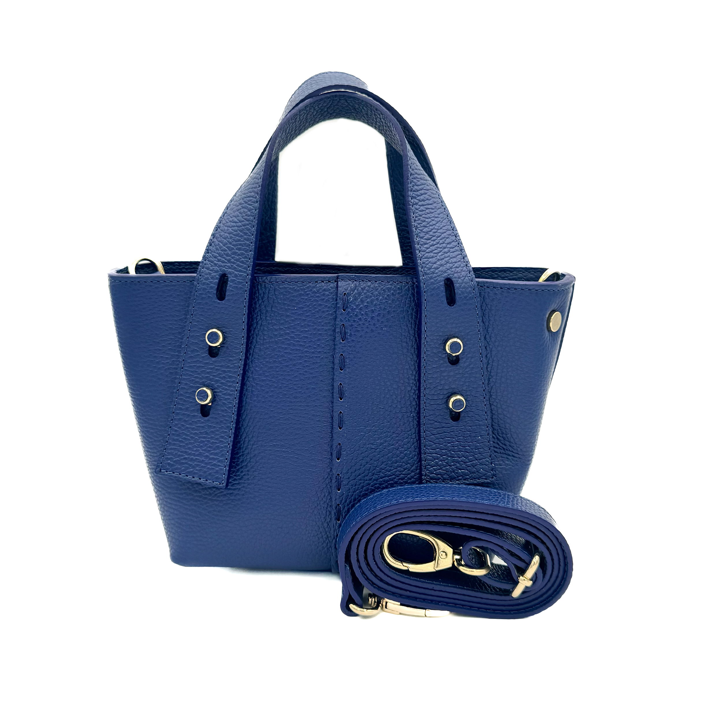 Valerie Naifeh’s line of leather goods features handcrafted handbags and accessories made in Greece from genuine cervo calf leather and natural mink or fox fur. Each piece combines luxurious materials with Valerie’s personally curated color palette for a distinct and elevated look.-Leather-Color: BlueItem# ND-FUR-00004 Ellie - Leather