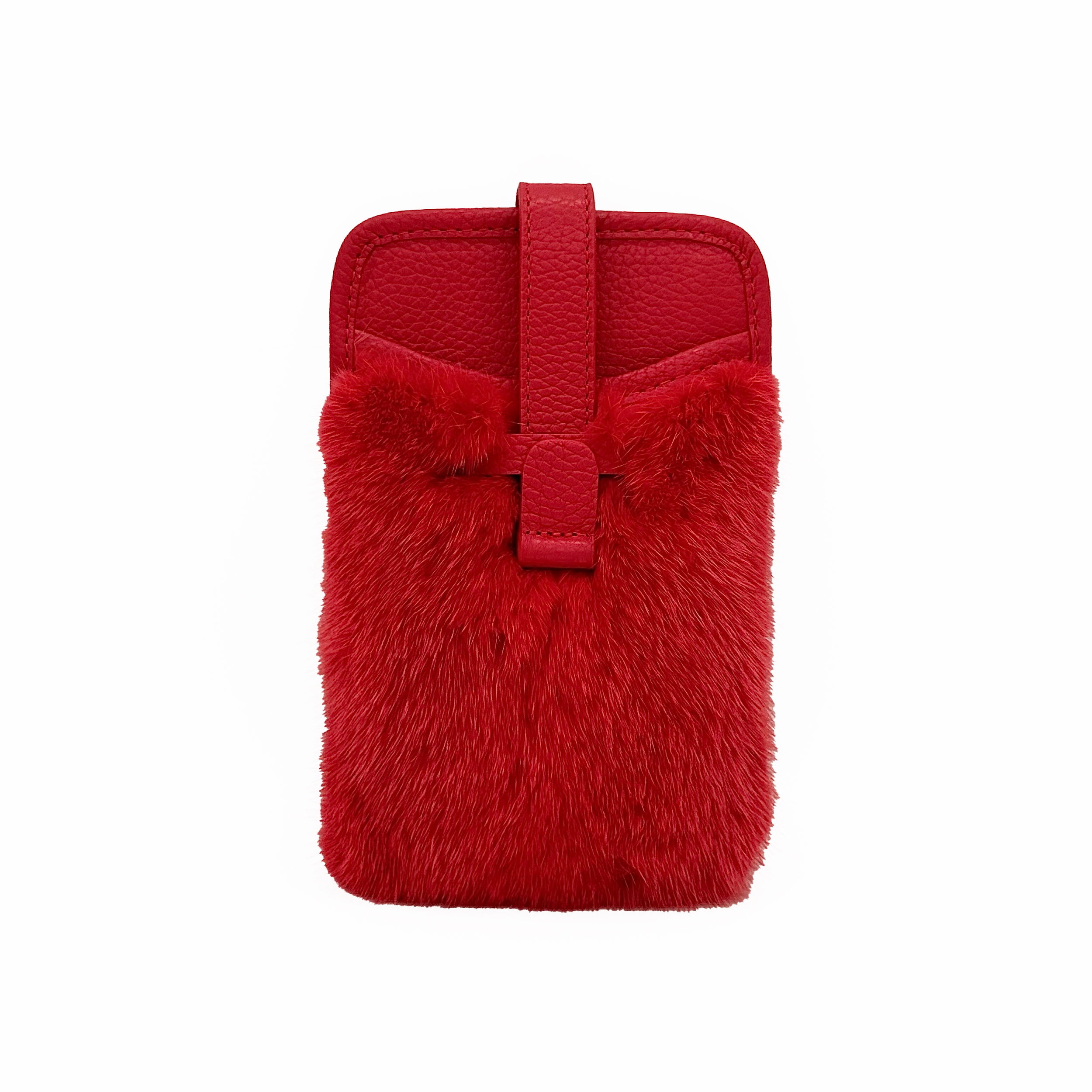 Valerie Naifeh’s line of leather goods features handcrafted handbags and accessories made in Greece from genuine cervo calf leather and natural mink or fox fur. Each piece combines luxurious materials with Valerie’s personally curated color palette for a distinct and elevated look.-Leather-Mink fur-Color: RedItem# ND-FUR-00022 ZOE - Crossbody Phone Holster