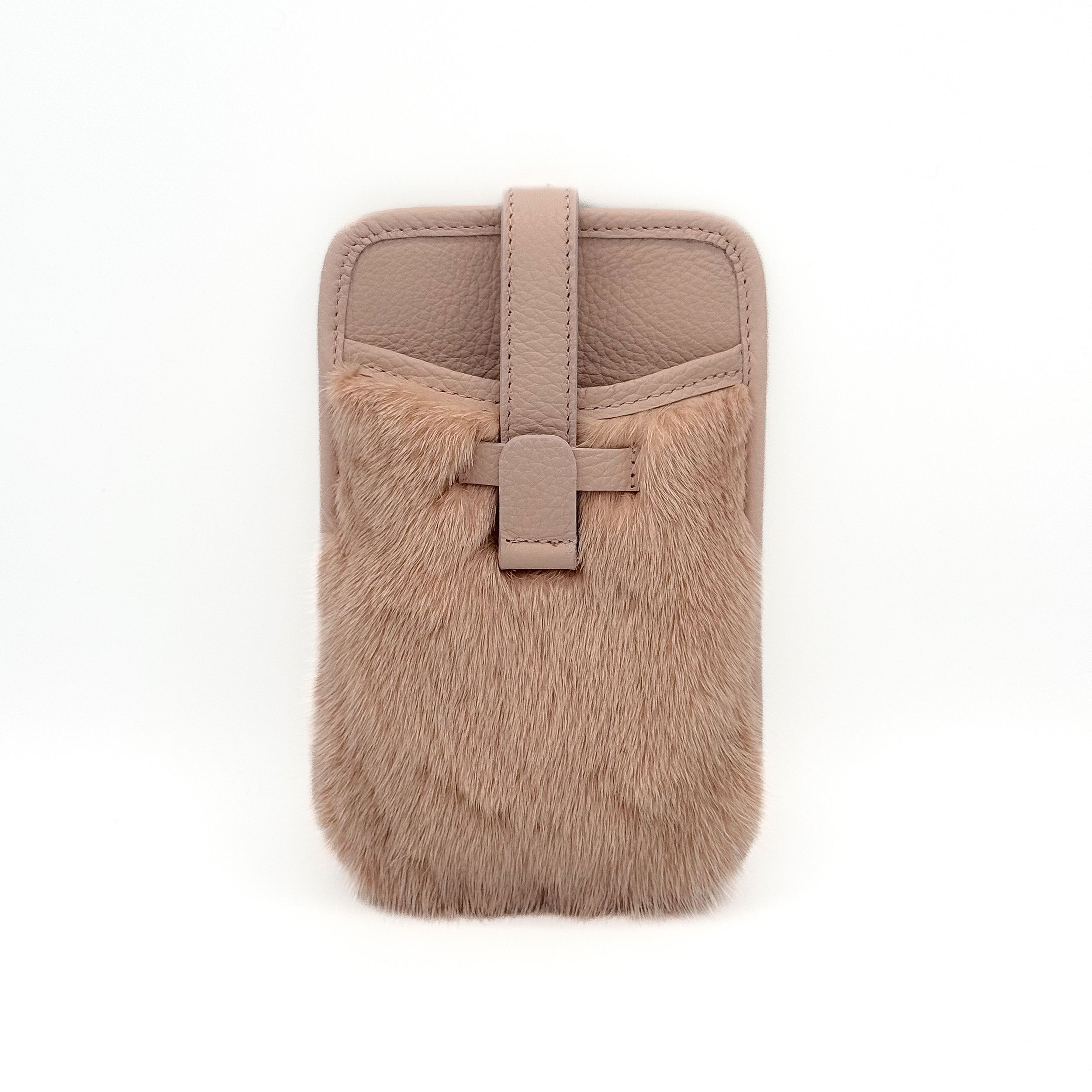 Valerie Naifeh’s line of leather goods features handcrafted handbags and accessories made in Greece from genuine cervo calf leather and natural mink or fox fur. Each piece combines luxurious materials with Valerie’s personally curated color palette for a distinct and elevated look.-Leather-Mink fur-Color: PinkItem# ND-FUR-00024 ZOE - Crossbody Phone Holster