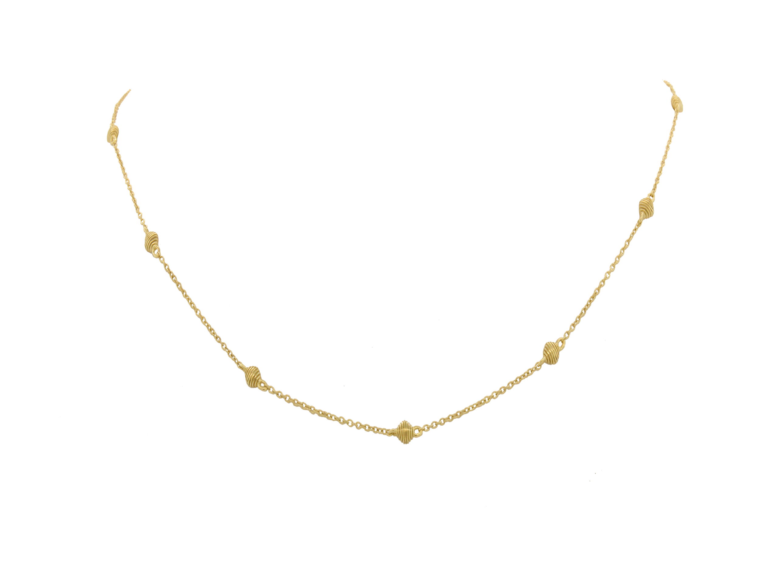 The simple yet powerful design of this necklace allows for it to be worn alone or as an additional chain to a beautiful stack.-18k Yellow goldItem# 430-2000113 Strie Cushion Chain