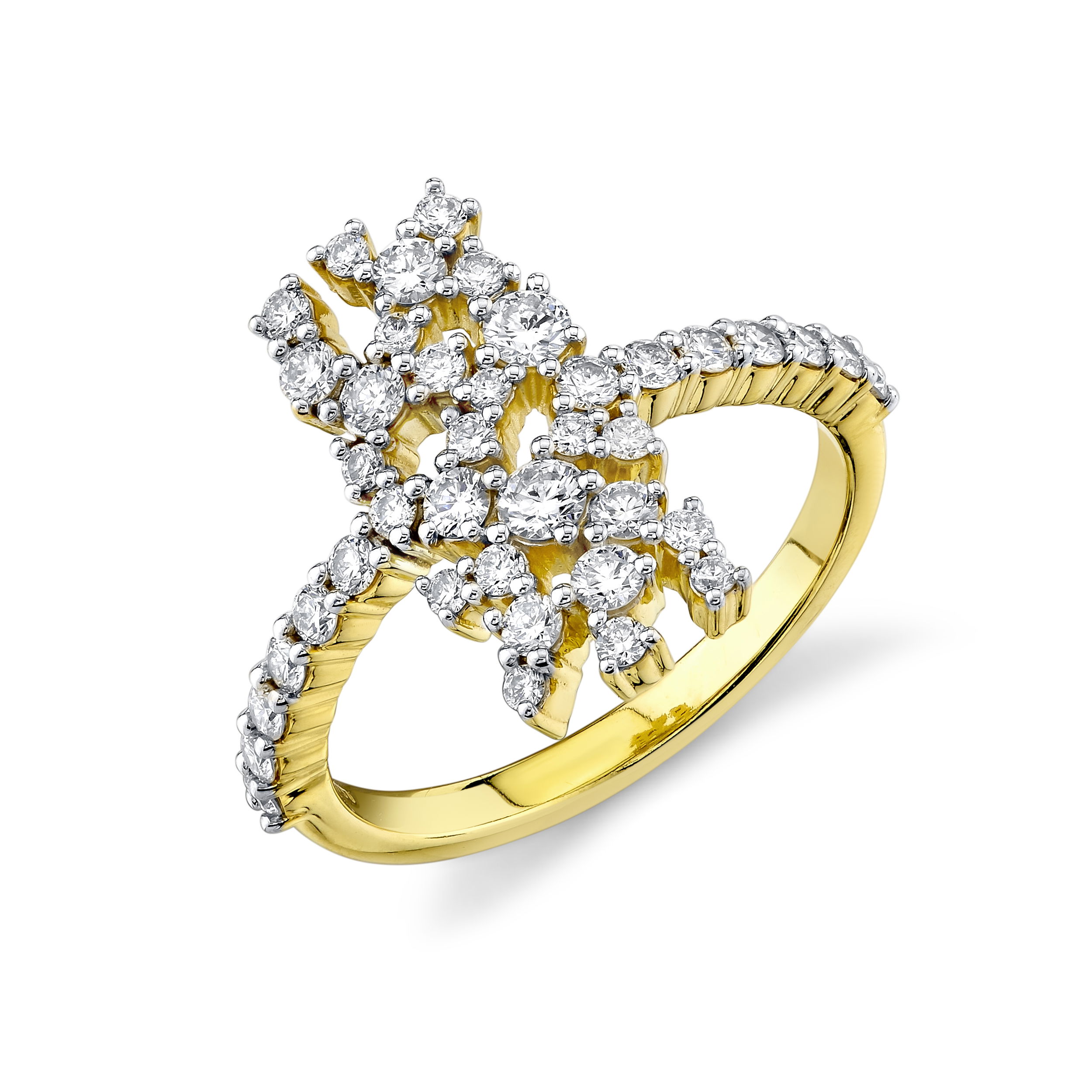 This ring exudes the level of ingenuity you deserve. With a unique and breathtaking design, it is sure to make a statement.-18k Yellow gold-Round diamonds, 0.79ctsItem# 804-2000251 Diamond Celestial Ring