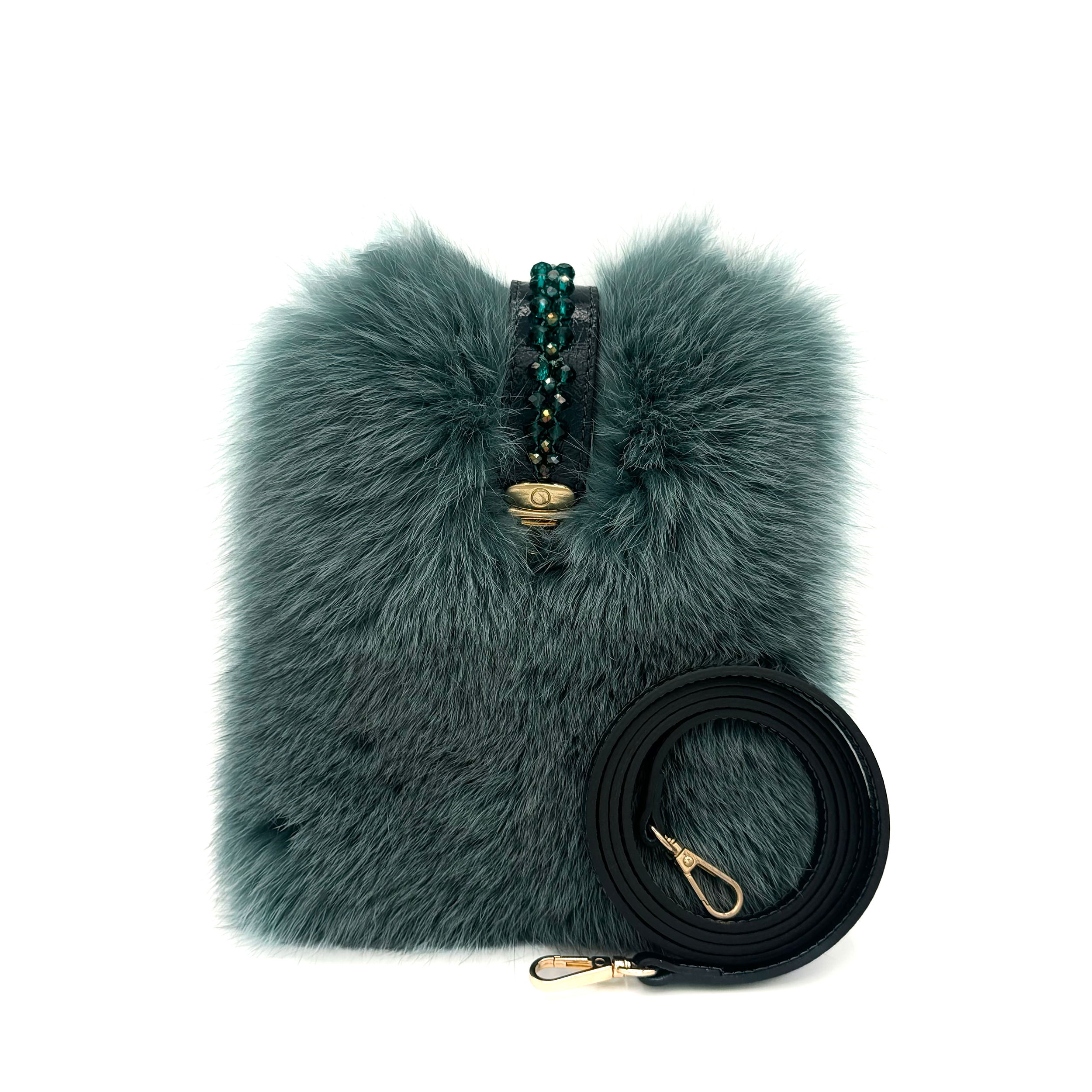 Valerie Naifeh’s line of leather goods features handcrafted handbags and accessories made in Greece from genuine cervo calf leather and natural mink or fox fur. Each piece combines luxurious materials with Valerie’s personally curated color palette for a distinct and elevated look.-Leather-Fox fur-Color: GreenItem# ND-FUR-00028 Erin - Leather & Fox Crossbody