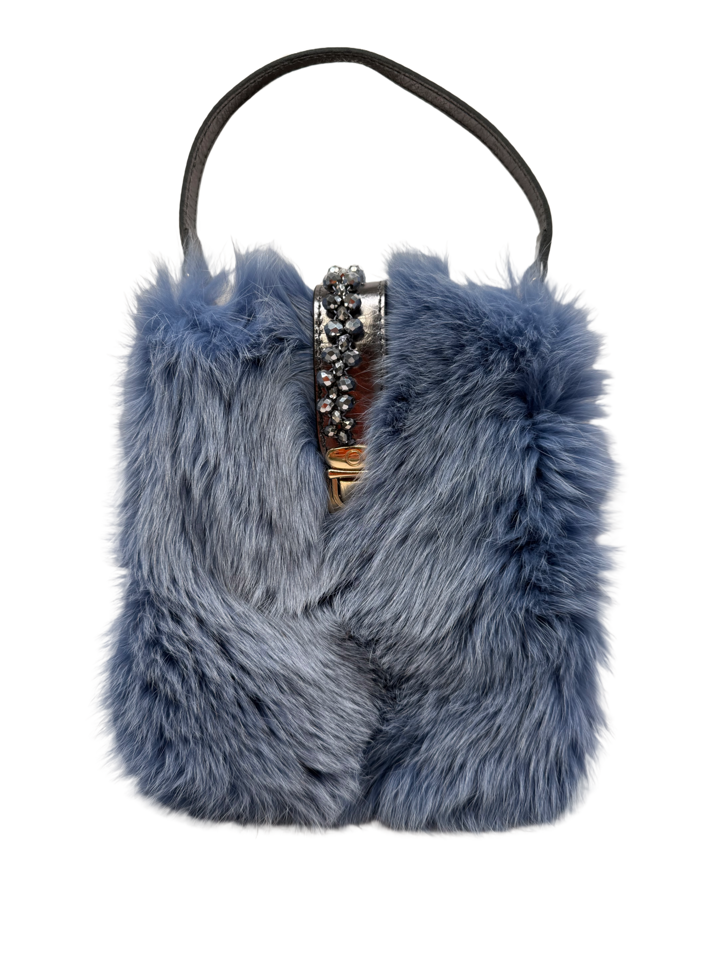 Valerie Naifeh’s line of leather goods features handcrafted handbags and accessories made in Greece from genuine cervo calf leather and natural mink or fox fur. Each piece combines luxurious materials with Valerie’s personally curated color palette for a distinct and elevated look.-Leather-Fox fur-Color: BlueItem# ND-FUR-00029 Erin - Leather & Fox Crossbody