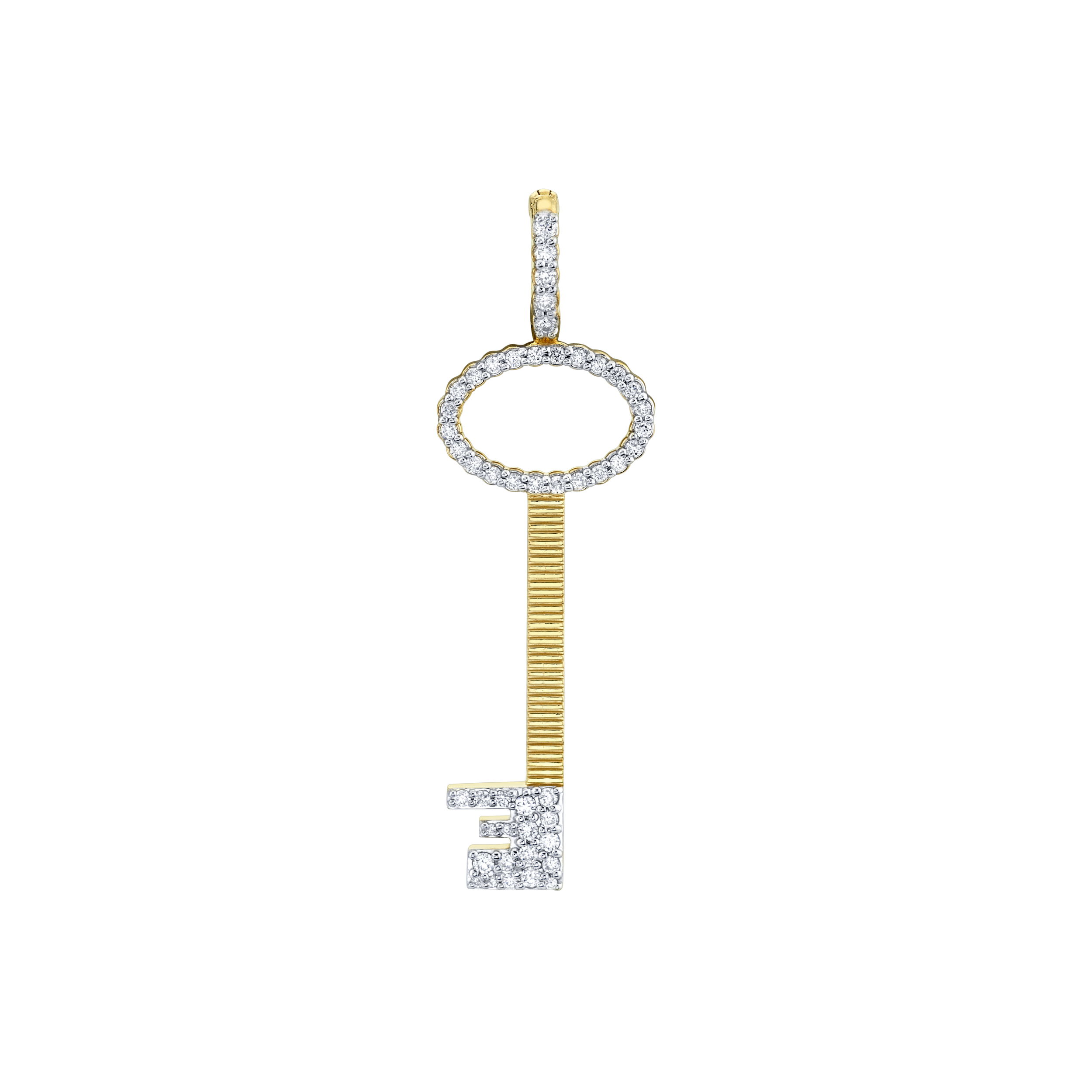 The perfect piece to complete any look, this pendant is a stunning add on to any chain in any collection.-18k Yellow gold-Round diamonds, 0.29ctsItem# 160-2000011 Diamond Key Pendant