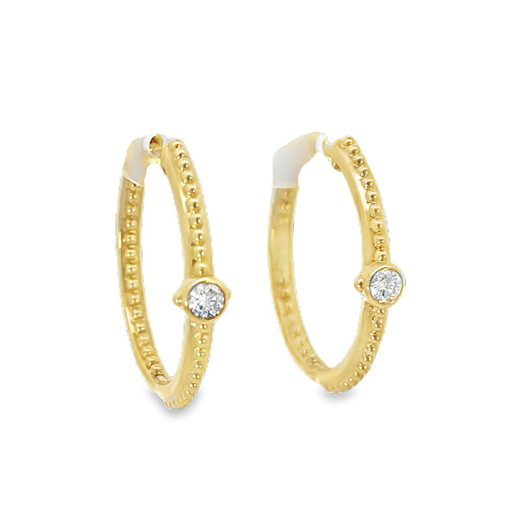 Gold Huggie Earrings with Diamonds