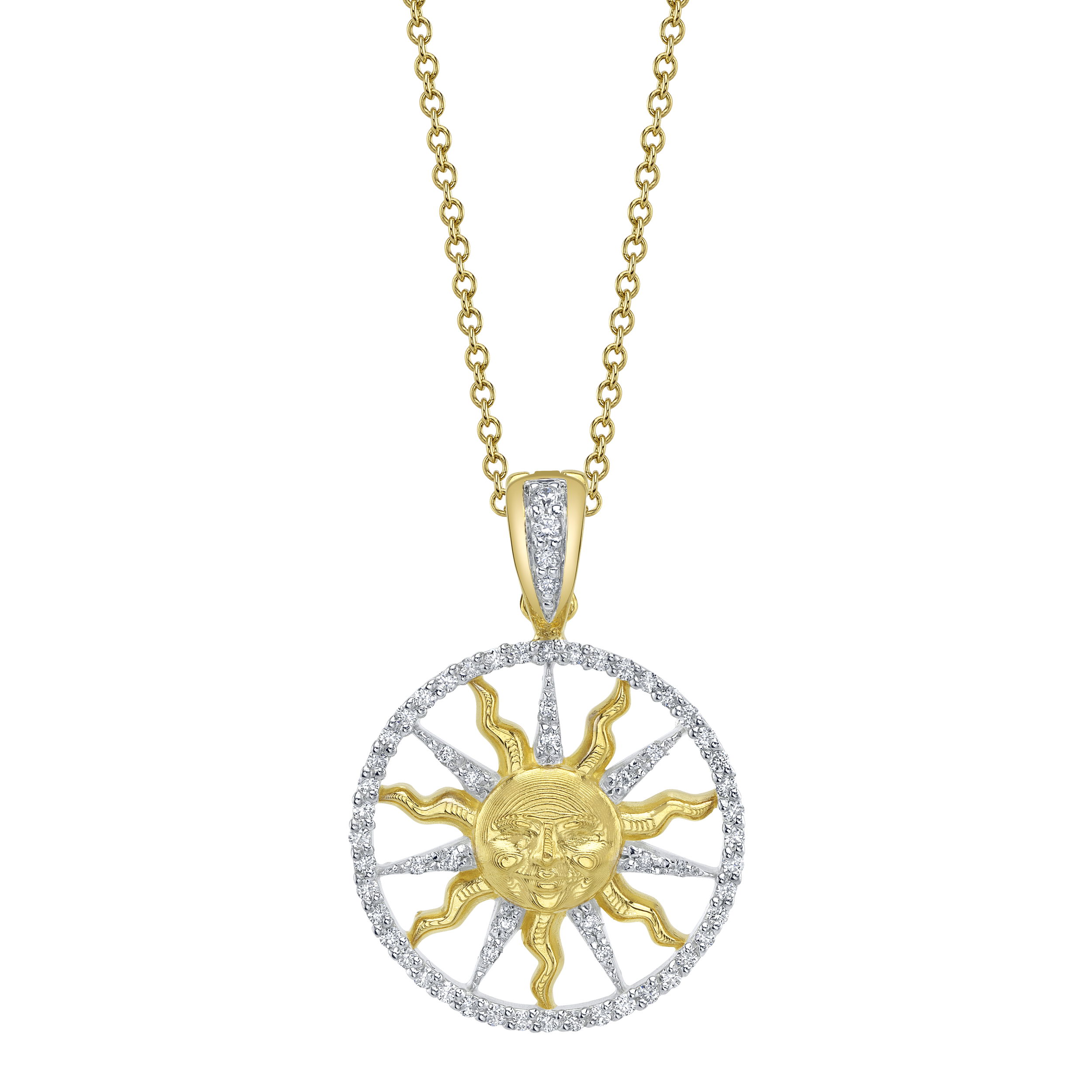 Valerie Naifeh has reimagined the iconic Sun Valley "Sun" design, bringing a modern touch to this timeless symbol. While infusing it with contemporary elegance, she honors its rich heritage, creating a collection that both celebrates the past and looks towards the future. Chain sold separately.-18k Yellow gold-Round diamonds, 0.31ctsItem# SVS04-P750Y-D SVS04-P750Y-D
