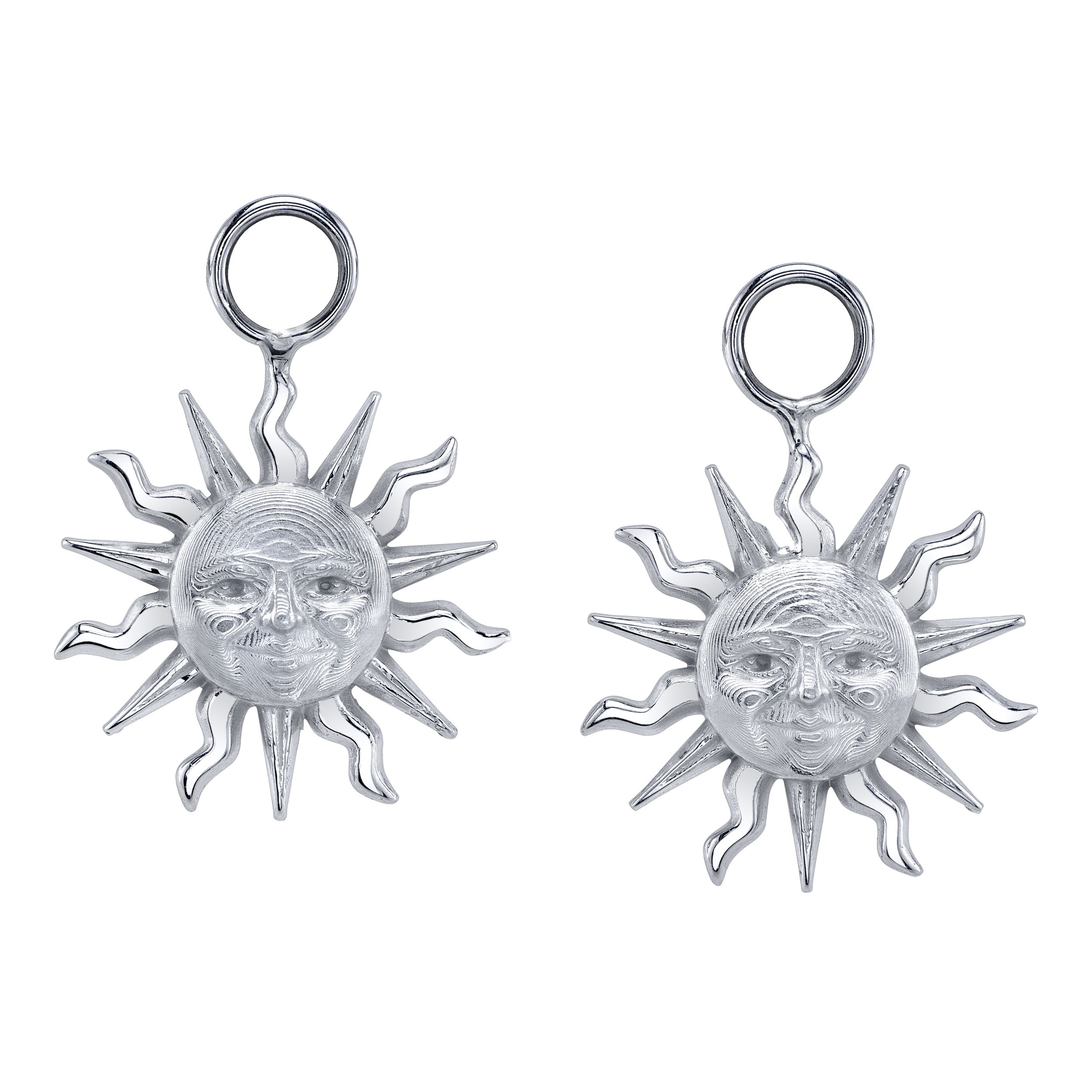 Sun Valley Sun Earring Charms in White Gold