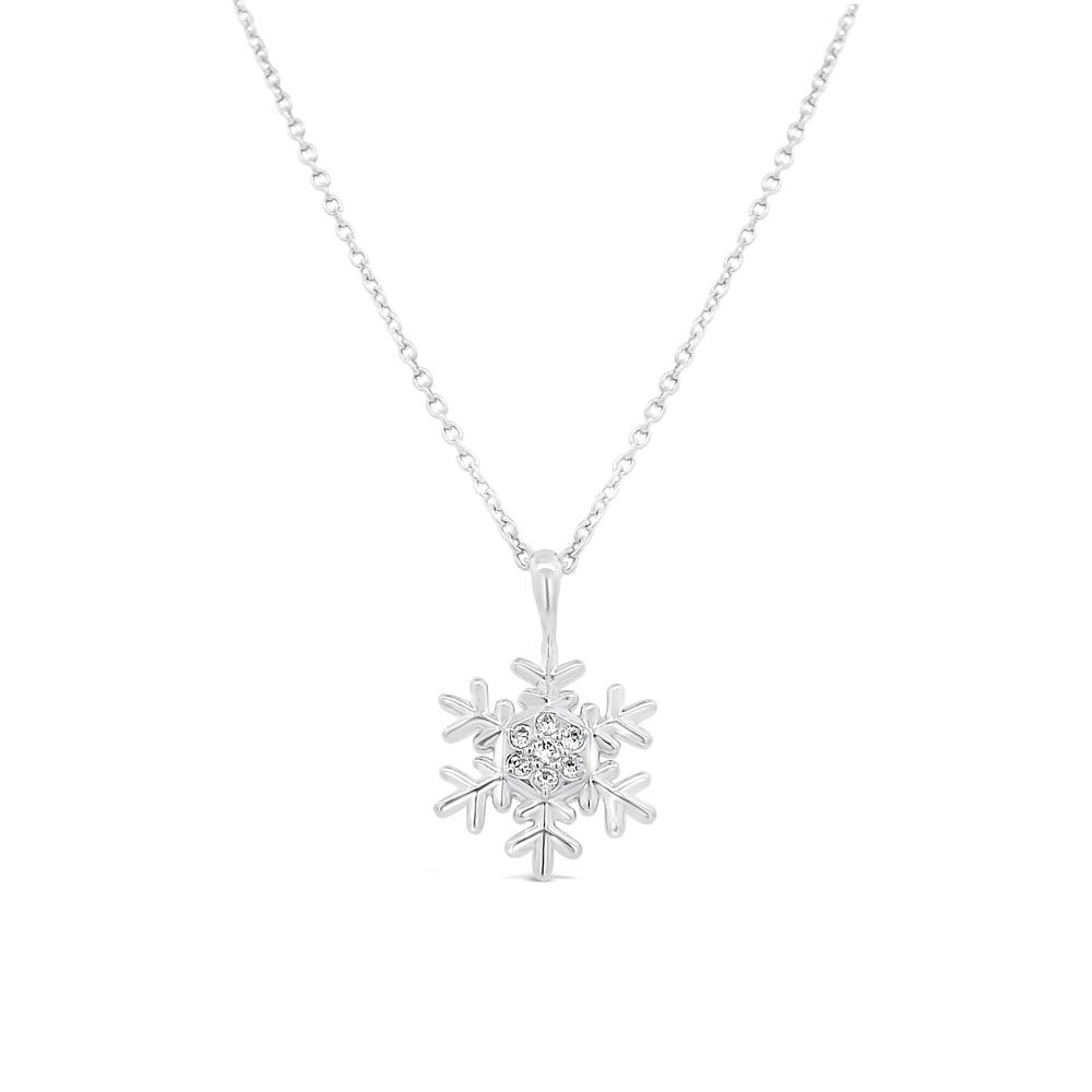 Enjoy the magic of a winter wonderland all year round with an exclusive snowflake necklace designed by Valerie Naifeh.-Sterling silver-Lab grown diamonds, 0.07ctsItem# SVSF04-N925-LGD Snowflake Necklace in Sterling Silver