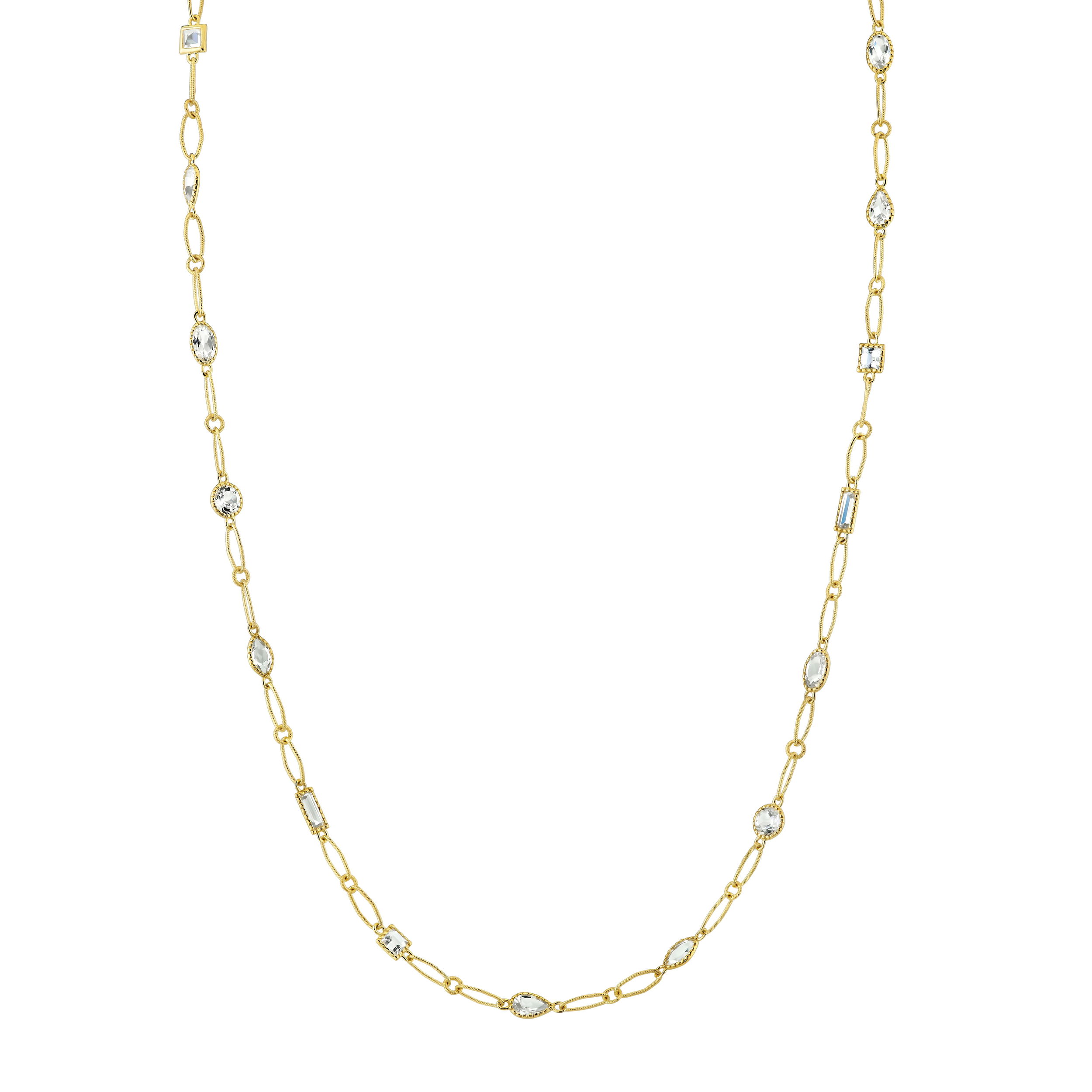 Sloane Street White Topaz Mix Shape Lacey Chain 18KY 19=4.69TCW-18k Yellow gold-White topaz, 4.69cts-Chain length, 16"-18"Item# 2000331 White Topaz Mix Shape Lacey Chain