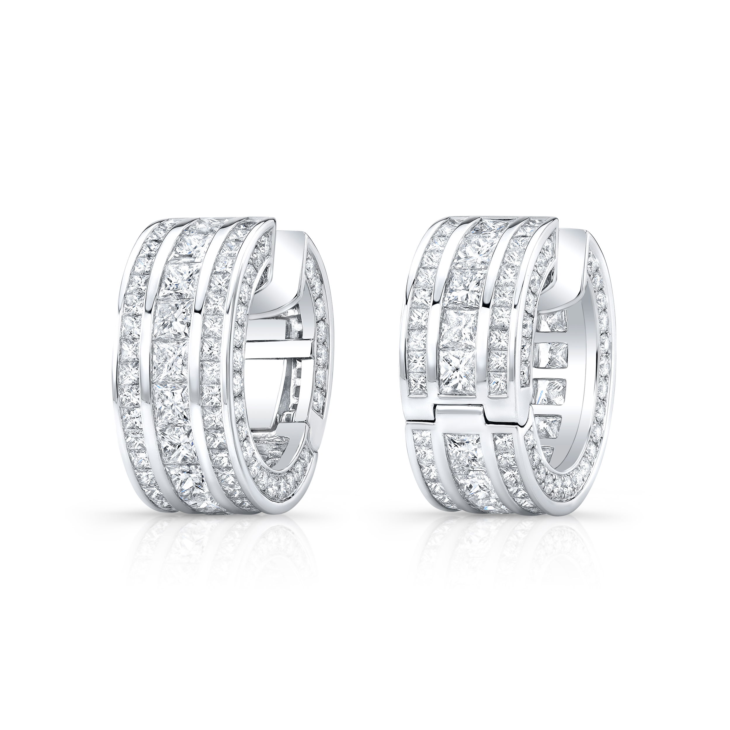 Diamond French Cut Masterpiece Clutch Earrings