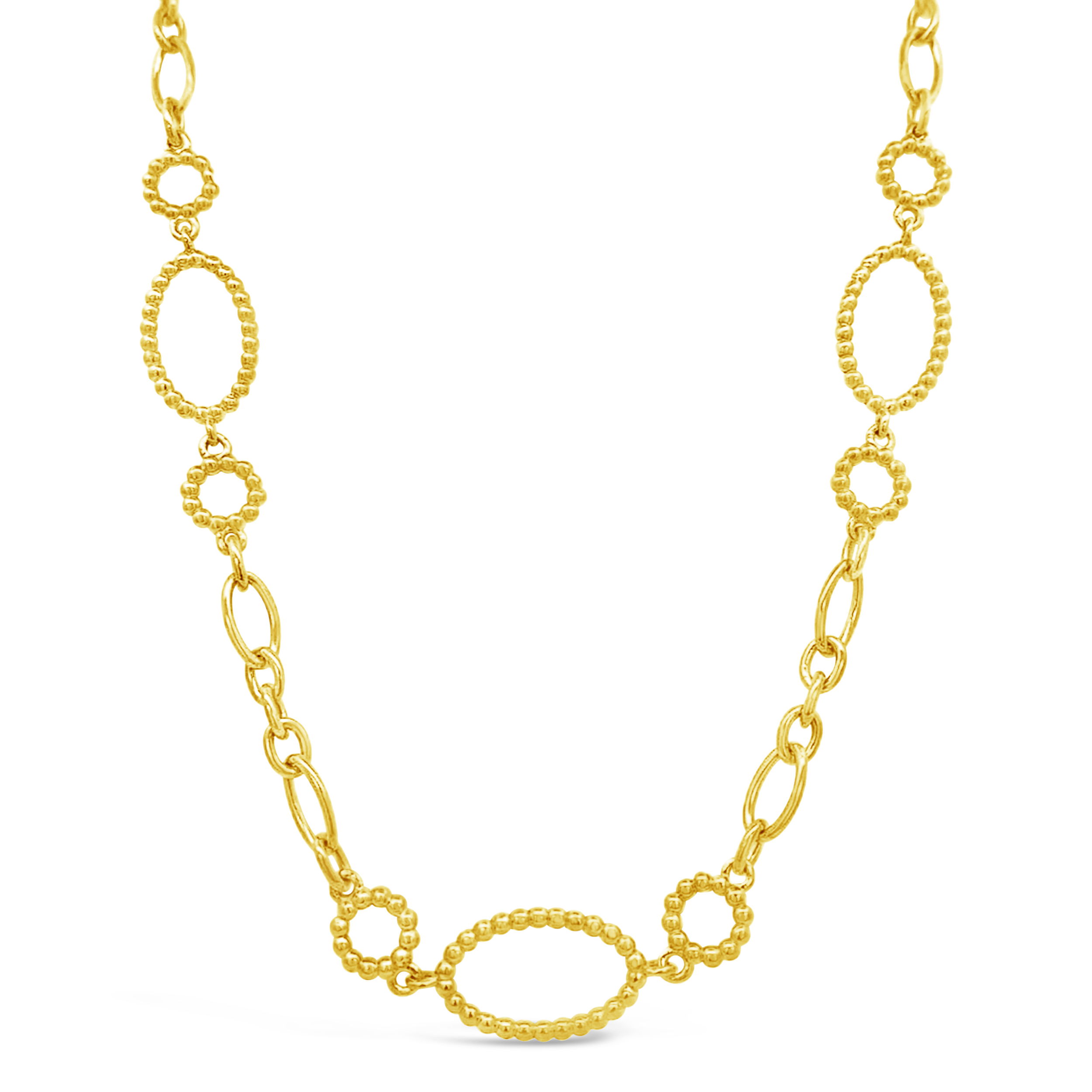 This granulated necklace in 18k yellow gold and elongated diamond clasp is the perfect way to add style to any look. Layer with another necklace to stay on trend and elevate your outfit! -18k Yellow gold-Diamond, 0.30ct-Length 18"Item# ND-NK-00026 Granulated Gold Necklace